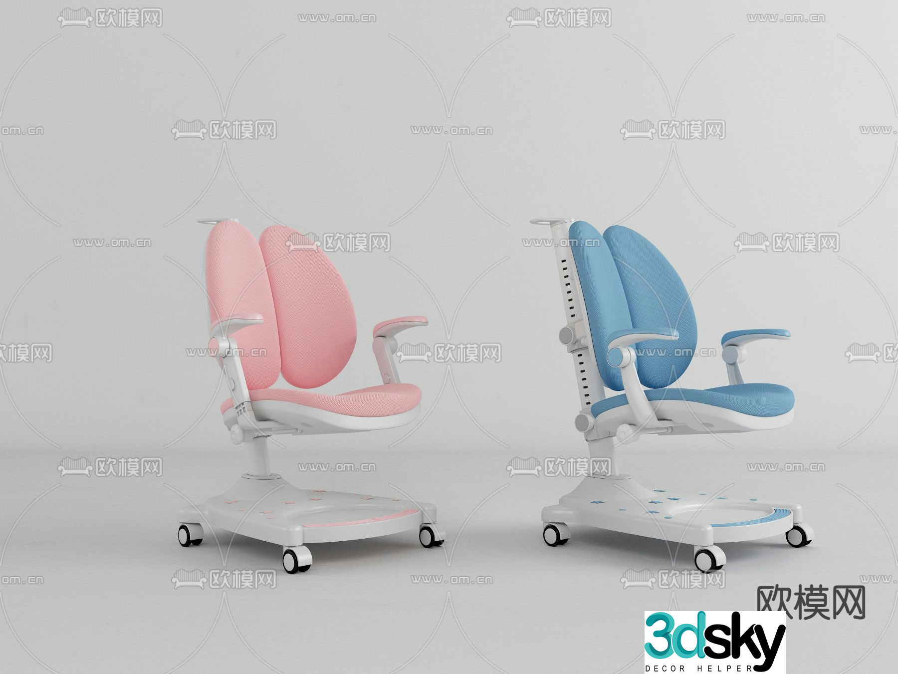 Modern fabric children’s learning chair 3d model