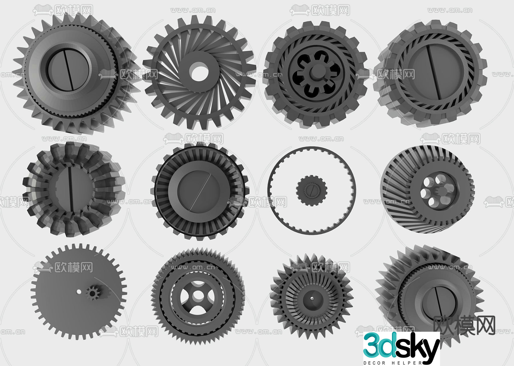 Industrial style metal gear 3d model