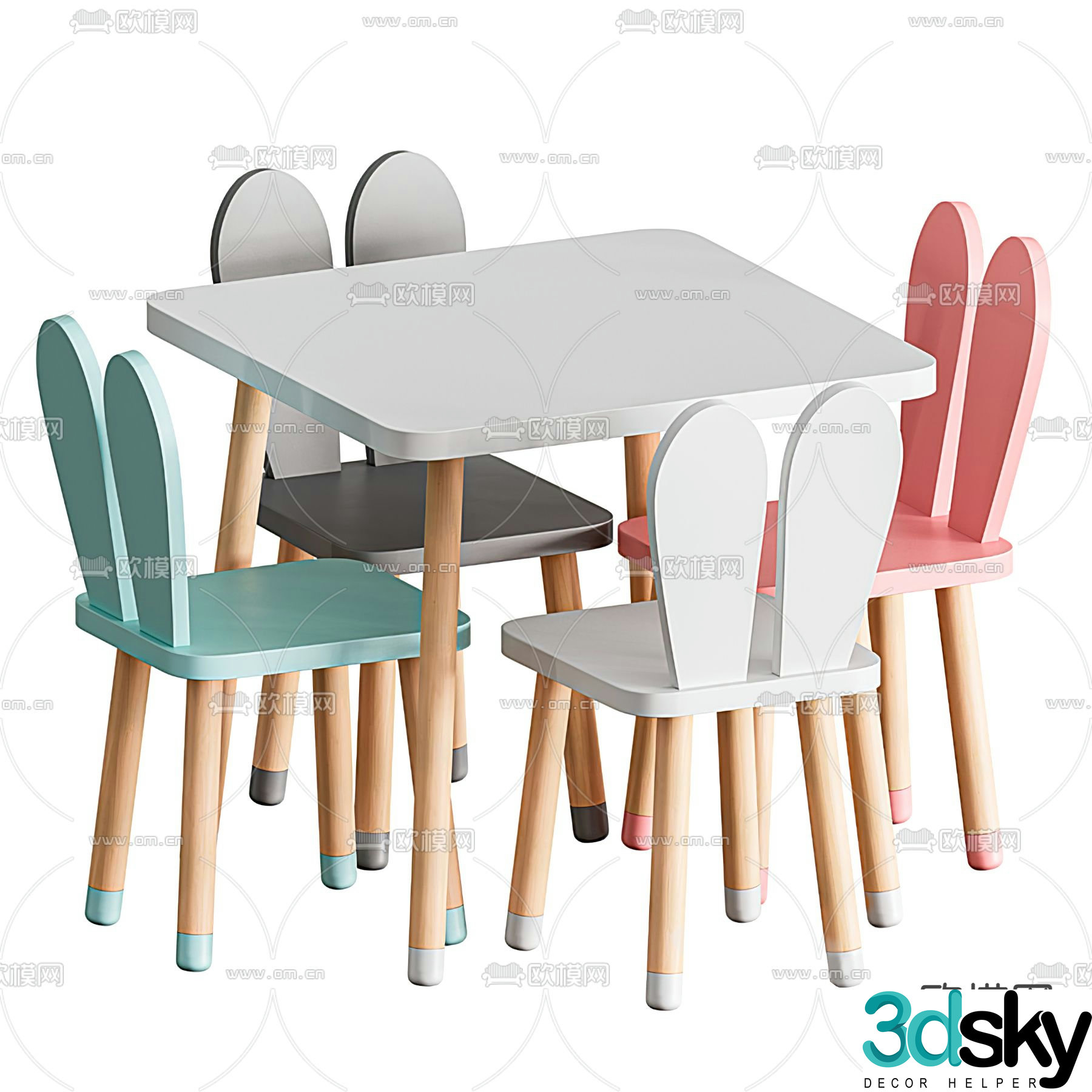 Modern children’s table and chair 3d model