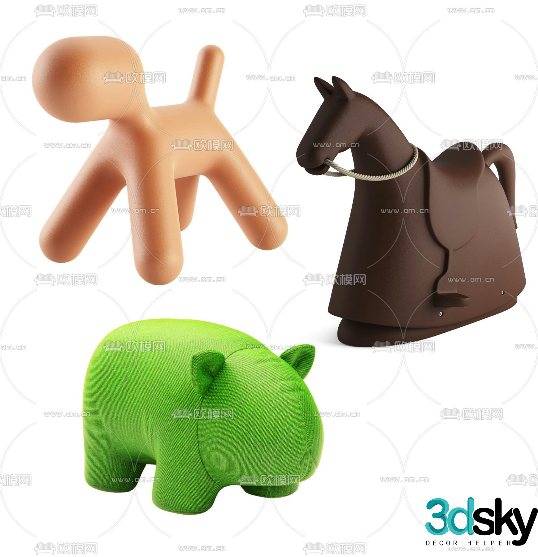 Modern children’s rocking horse animal toy 3d model