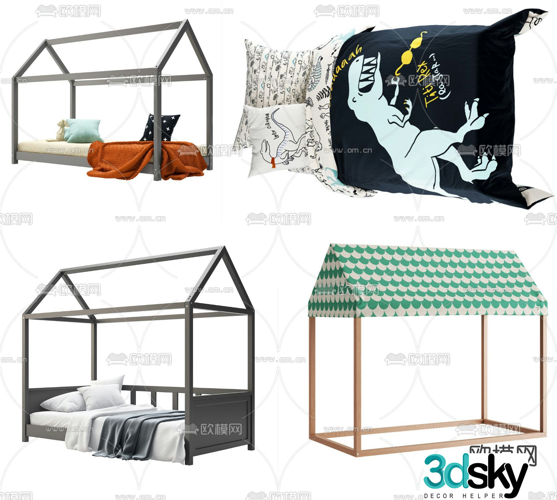 Modern children’s bed 3d model