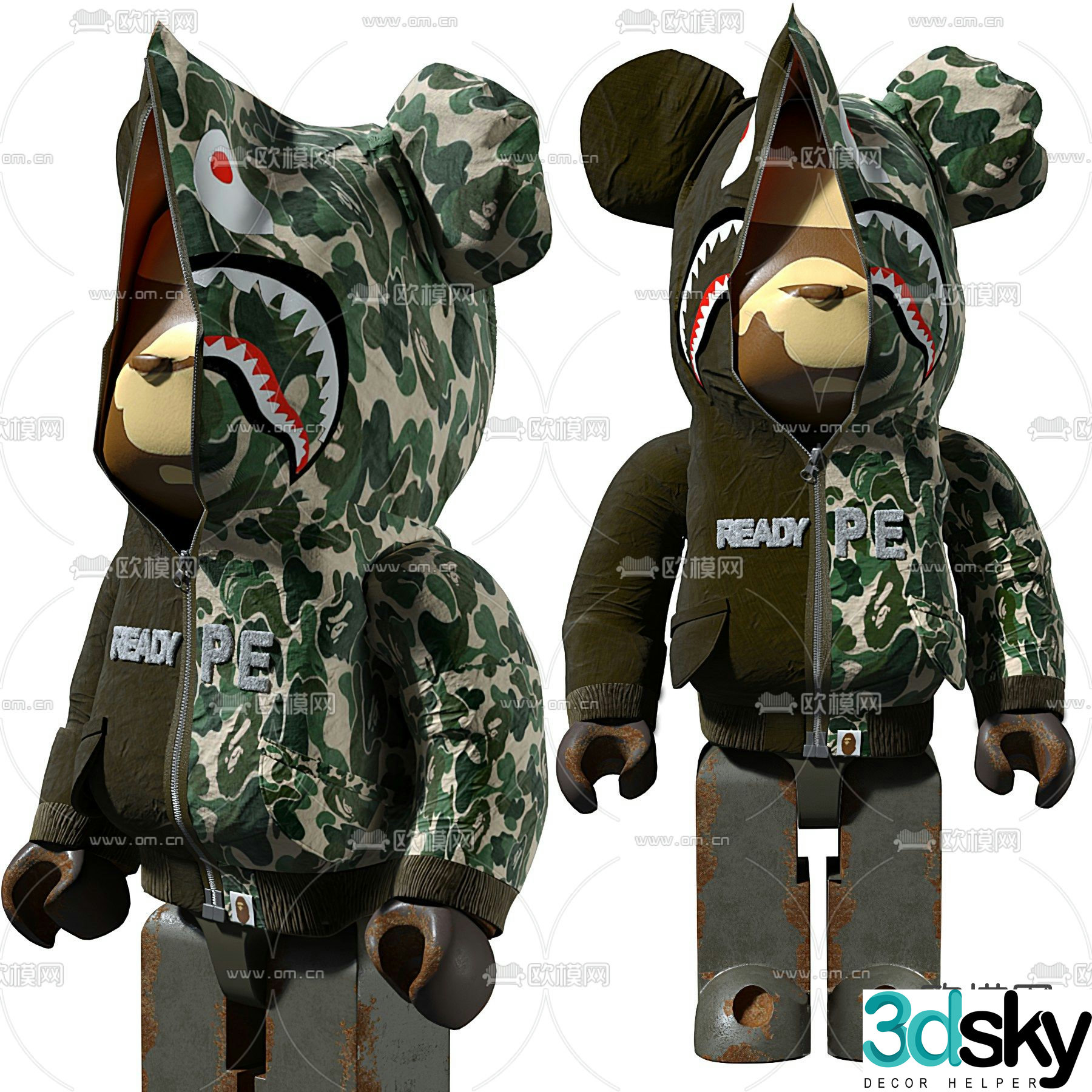 Modern violent bear toy 3d model