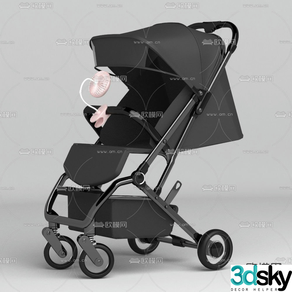 Modern baby stroller 3d model