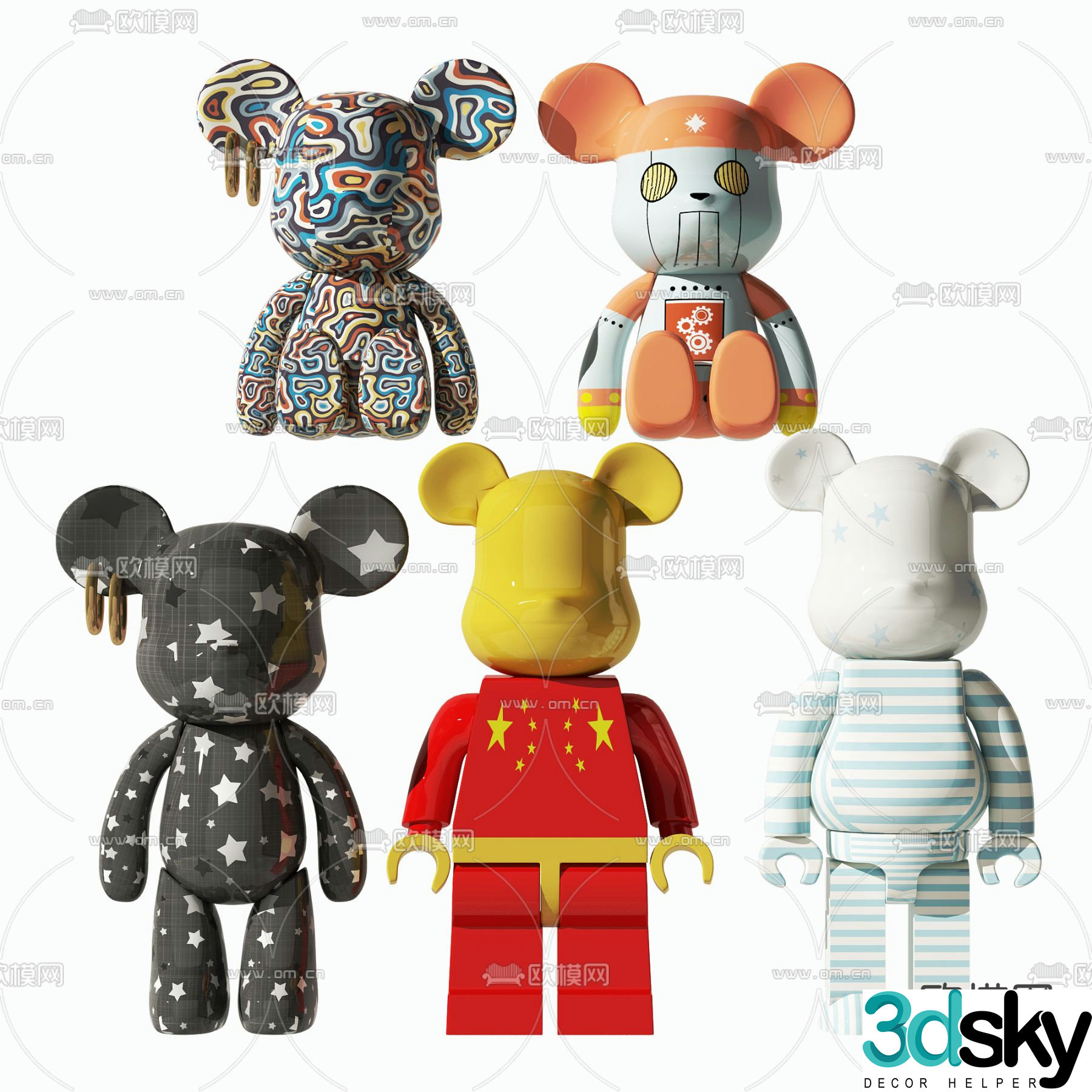 Modern violent bear doll ornaments 3D model