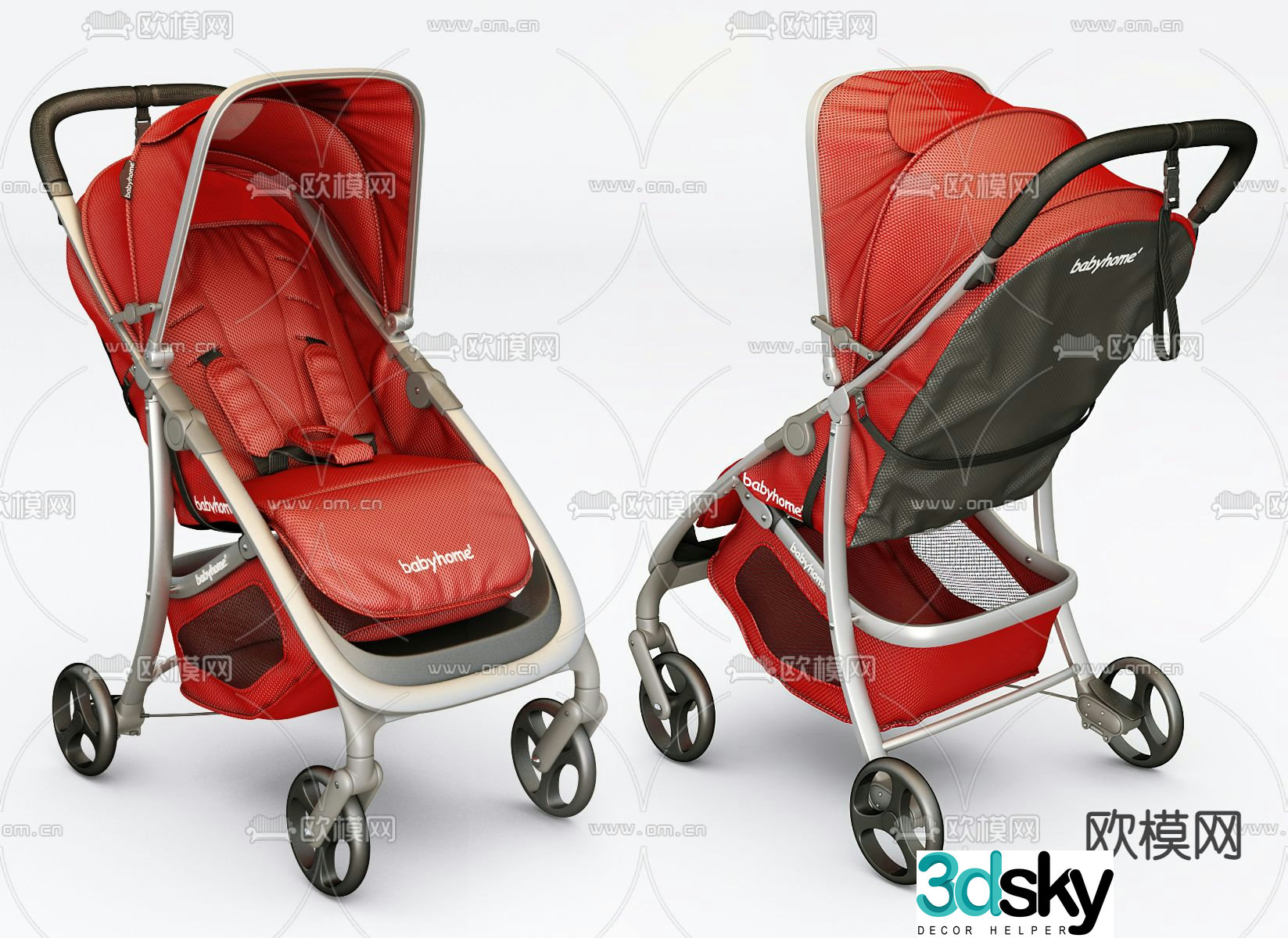 Modern baby stroller 3d model