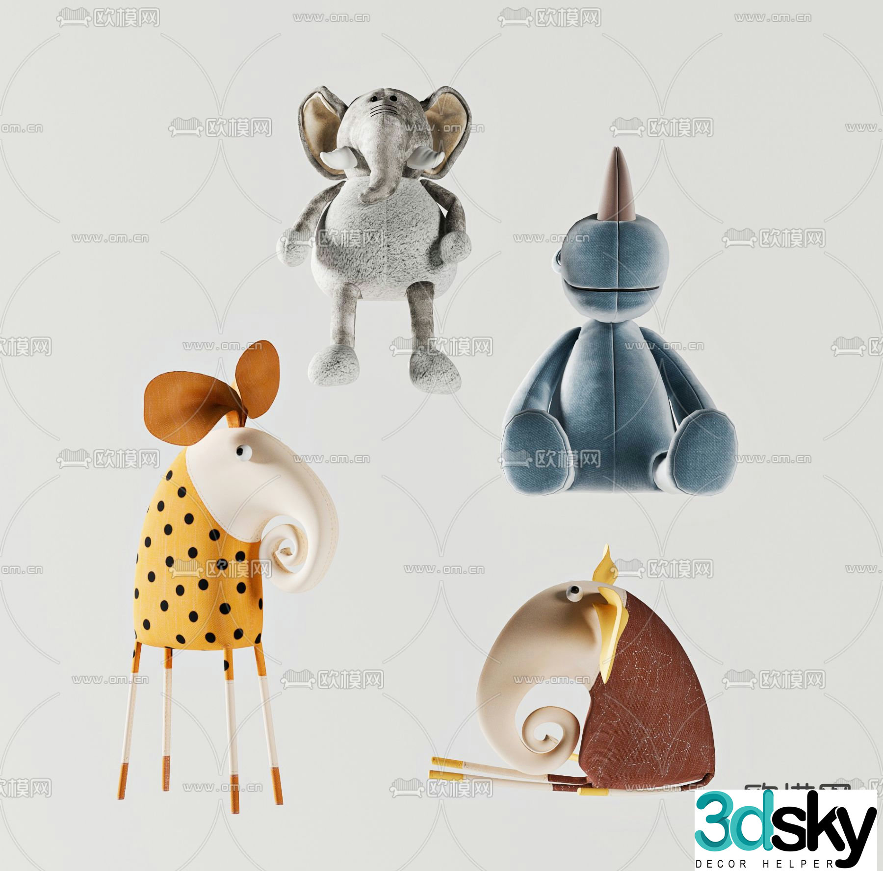Modern children’s toy elephant doll 3d model