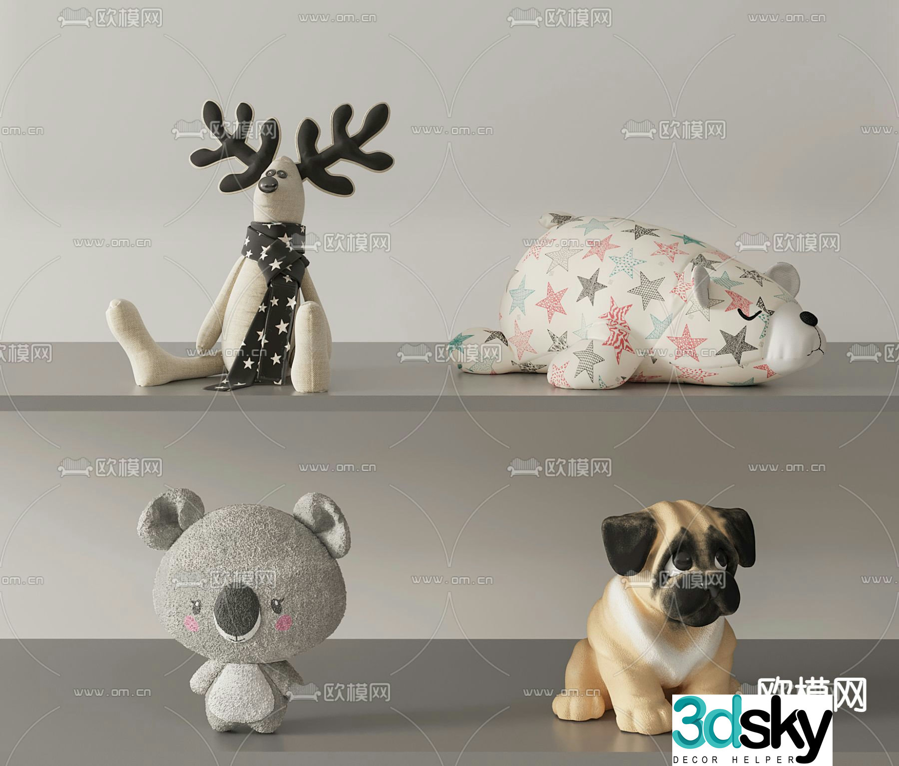 Modern animal stuffed toy 3d model