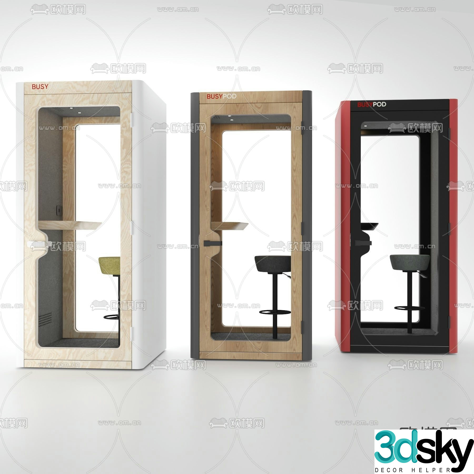 Modern phone booth free 3d model