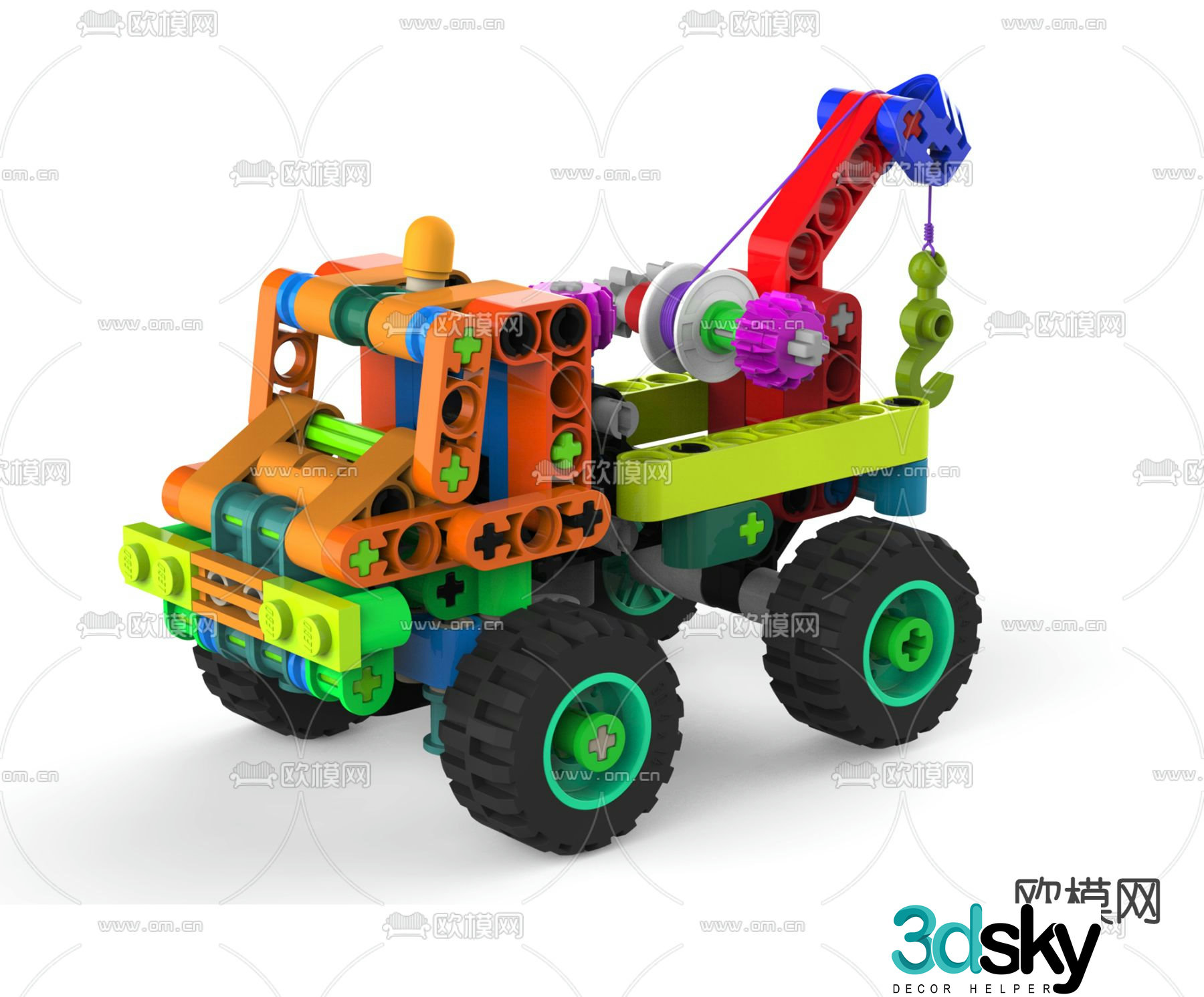 Modern building block toy car 3d model