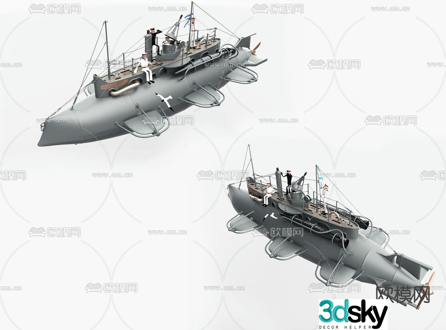 Modern warship submarine toy 3d model