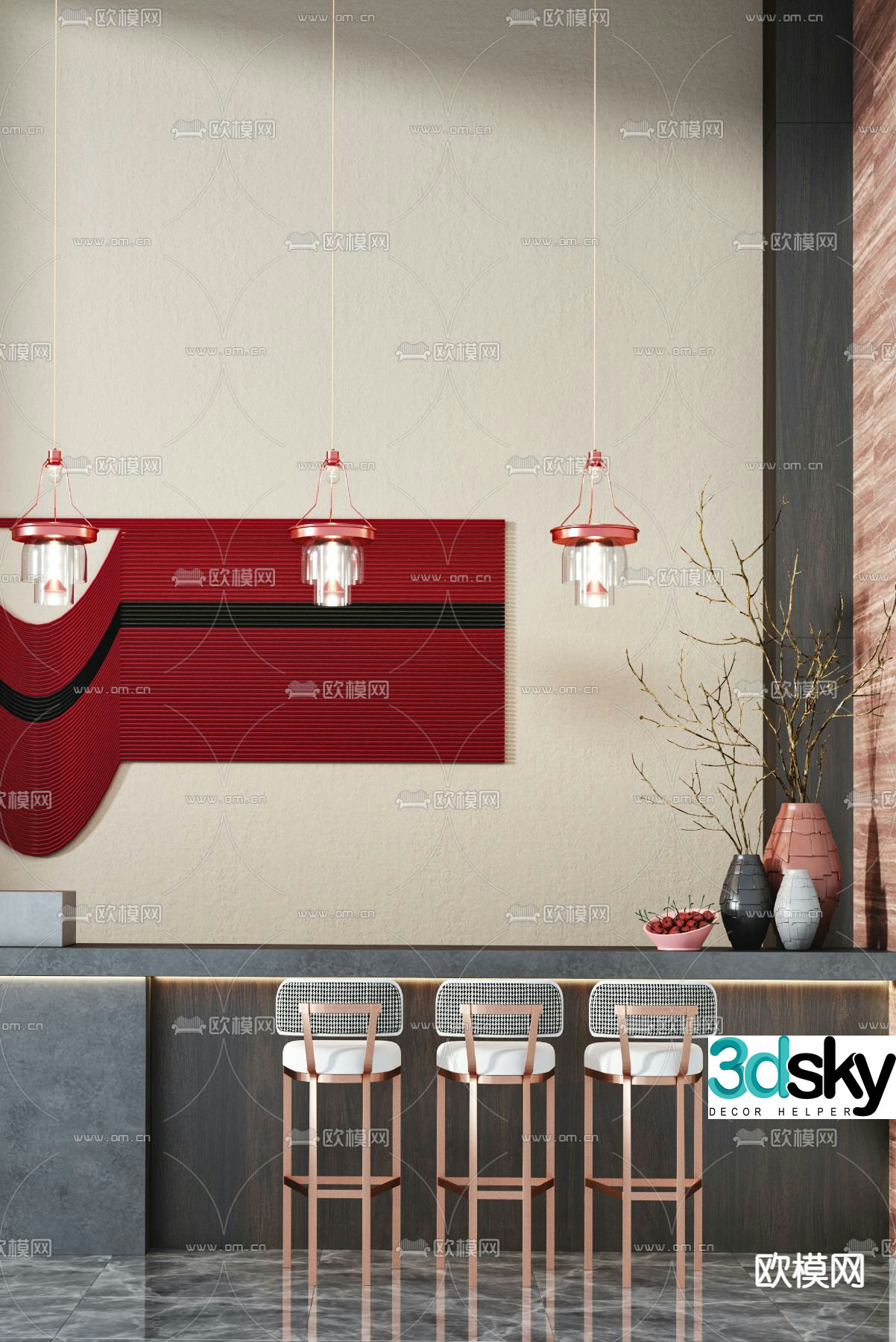 Bluemon Design Modern Front Desk 3D Model