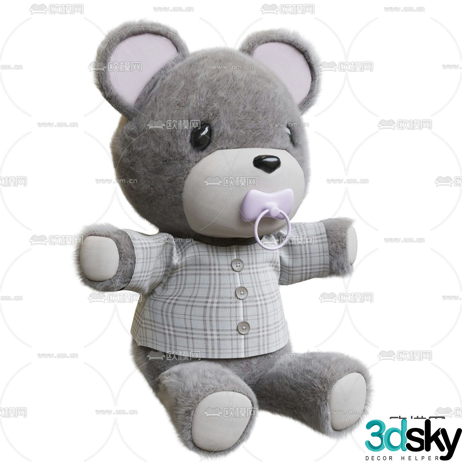 Modern stuffed teddy bear 3d model