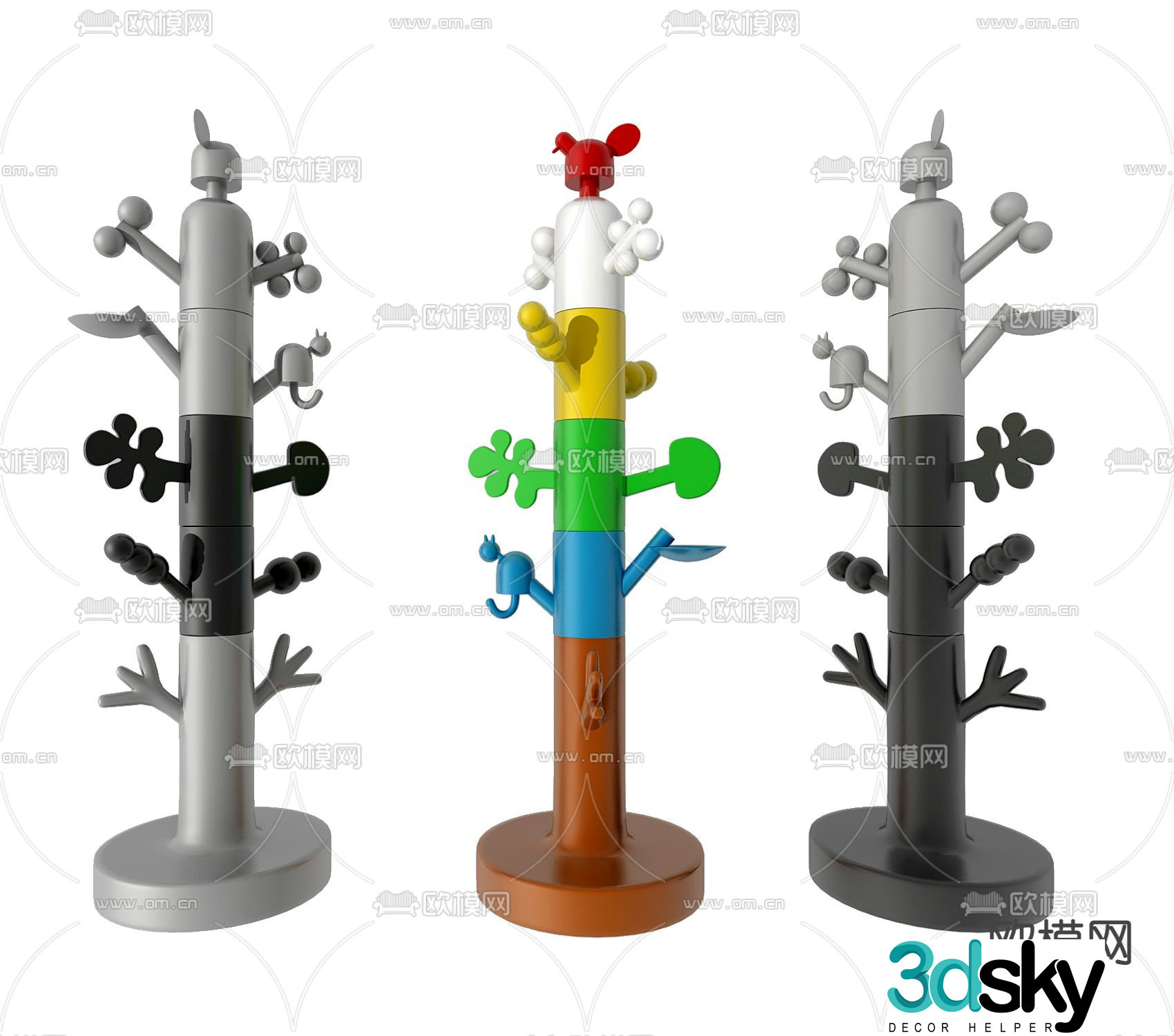 Modern children’s color block clothes hanger 3d model