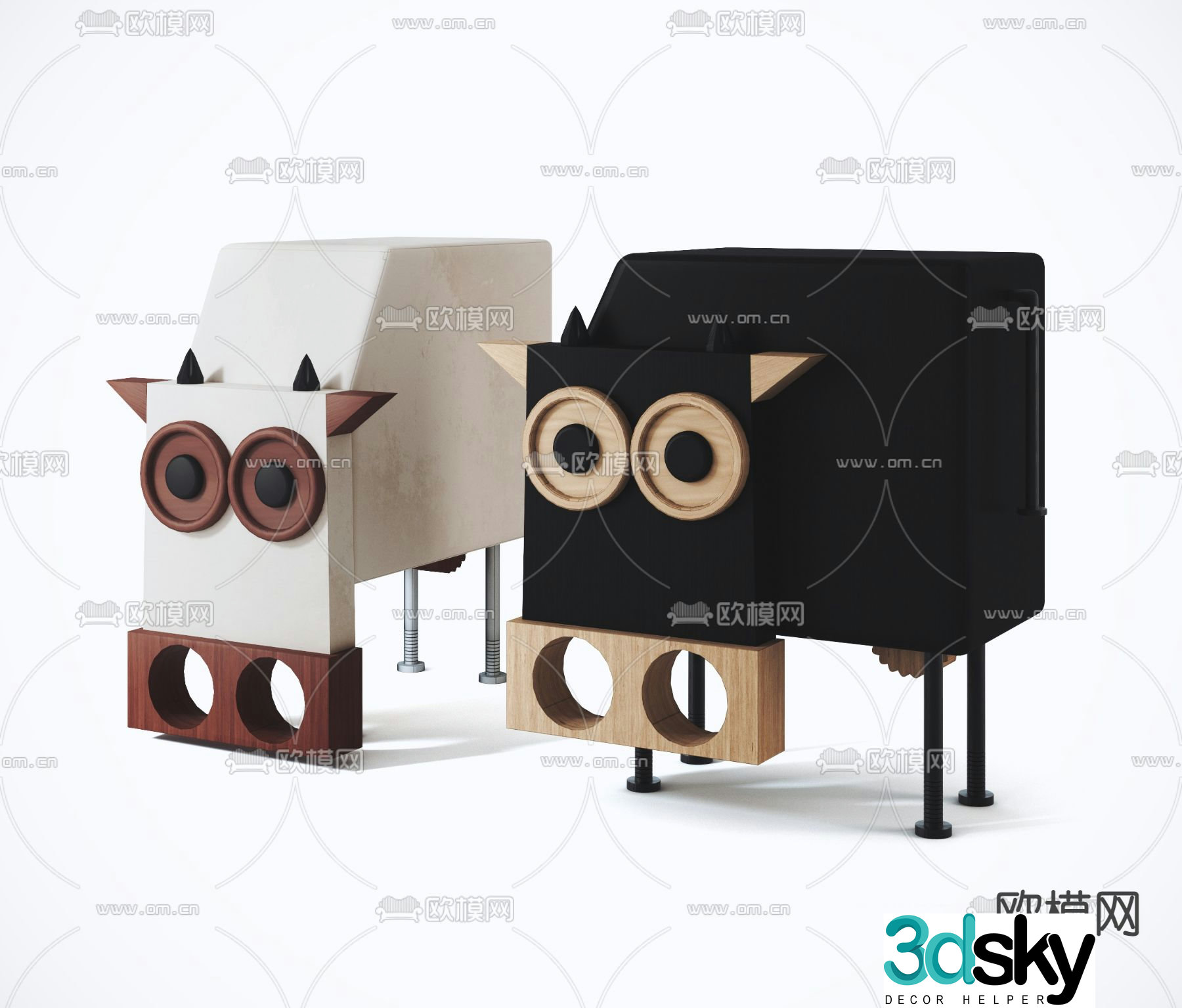 Modern children cartoon low stool 3d model