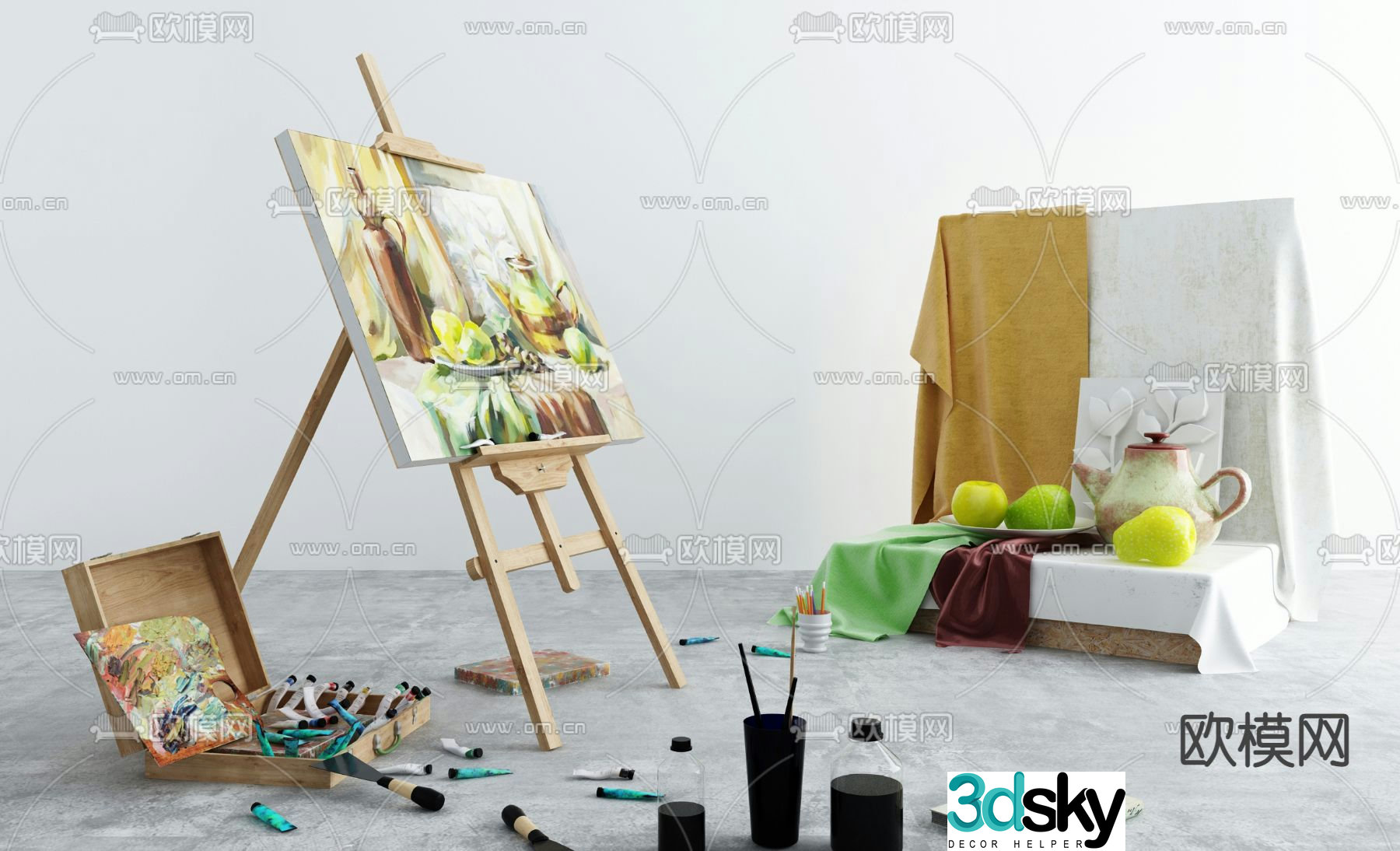 Modern oil painting easel ornament 3d model