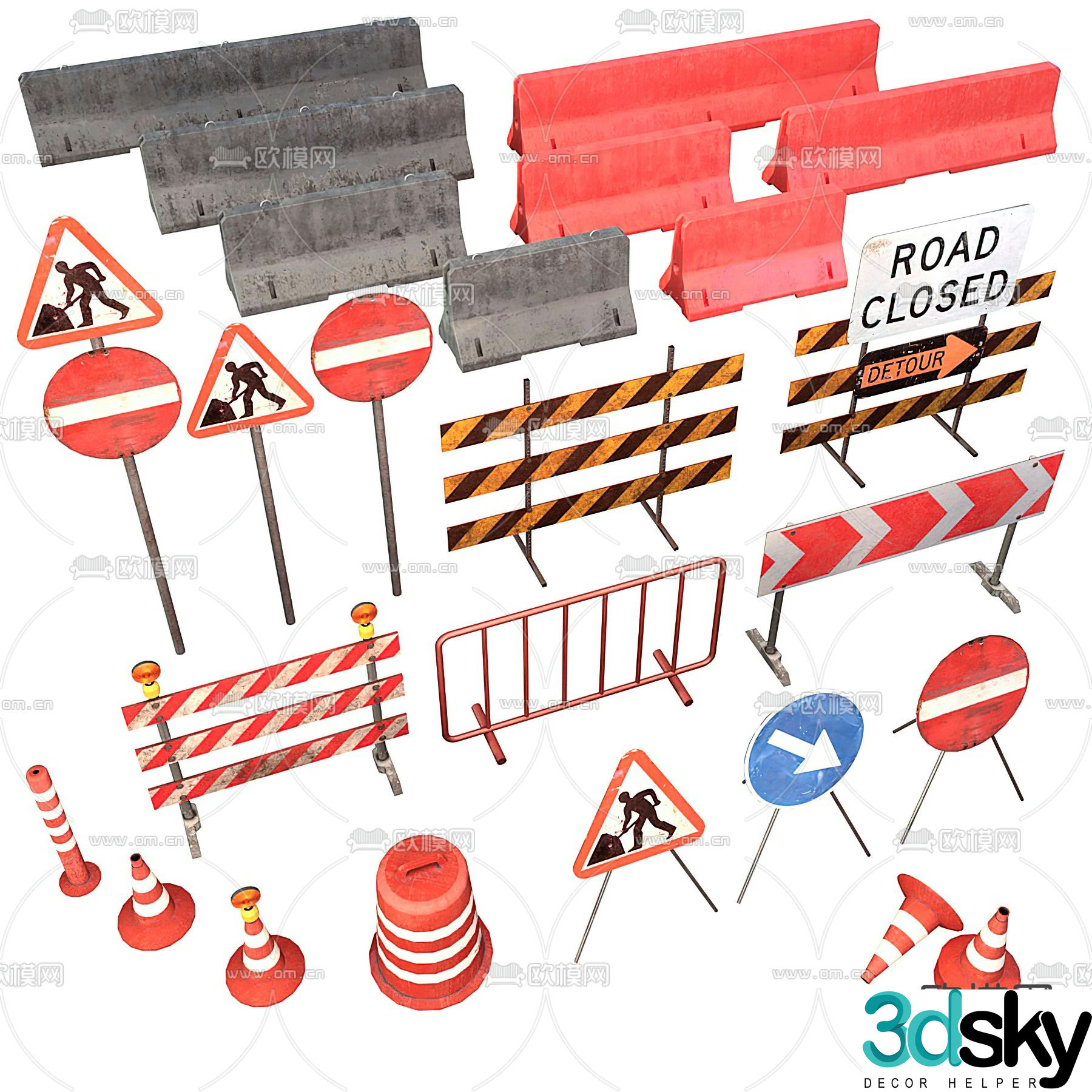 Modern transportation facility signage 3d model