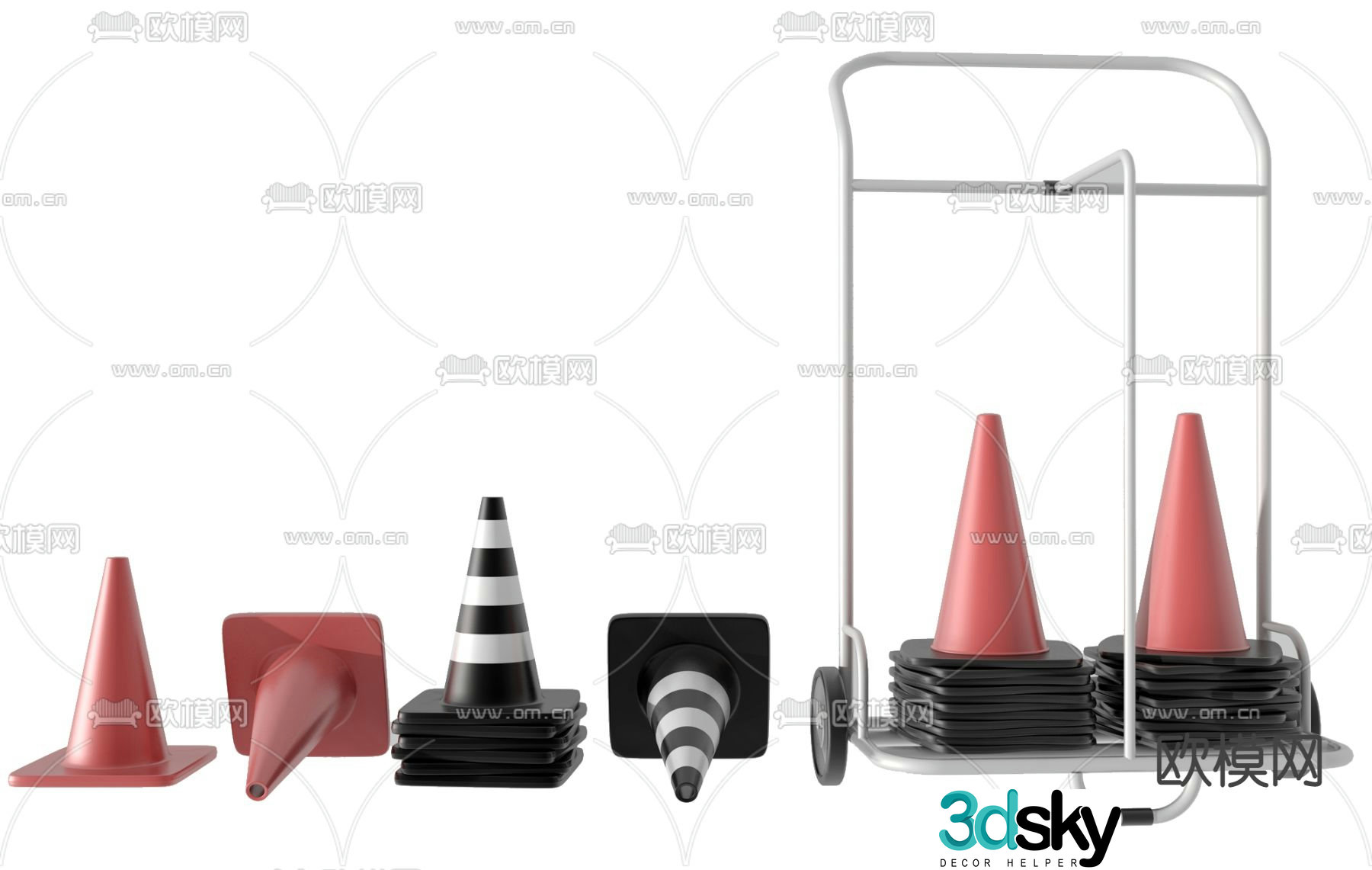 Modern roadblock combination 3d model