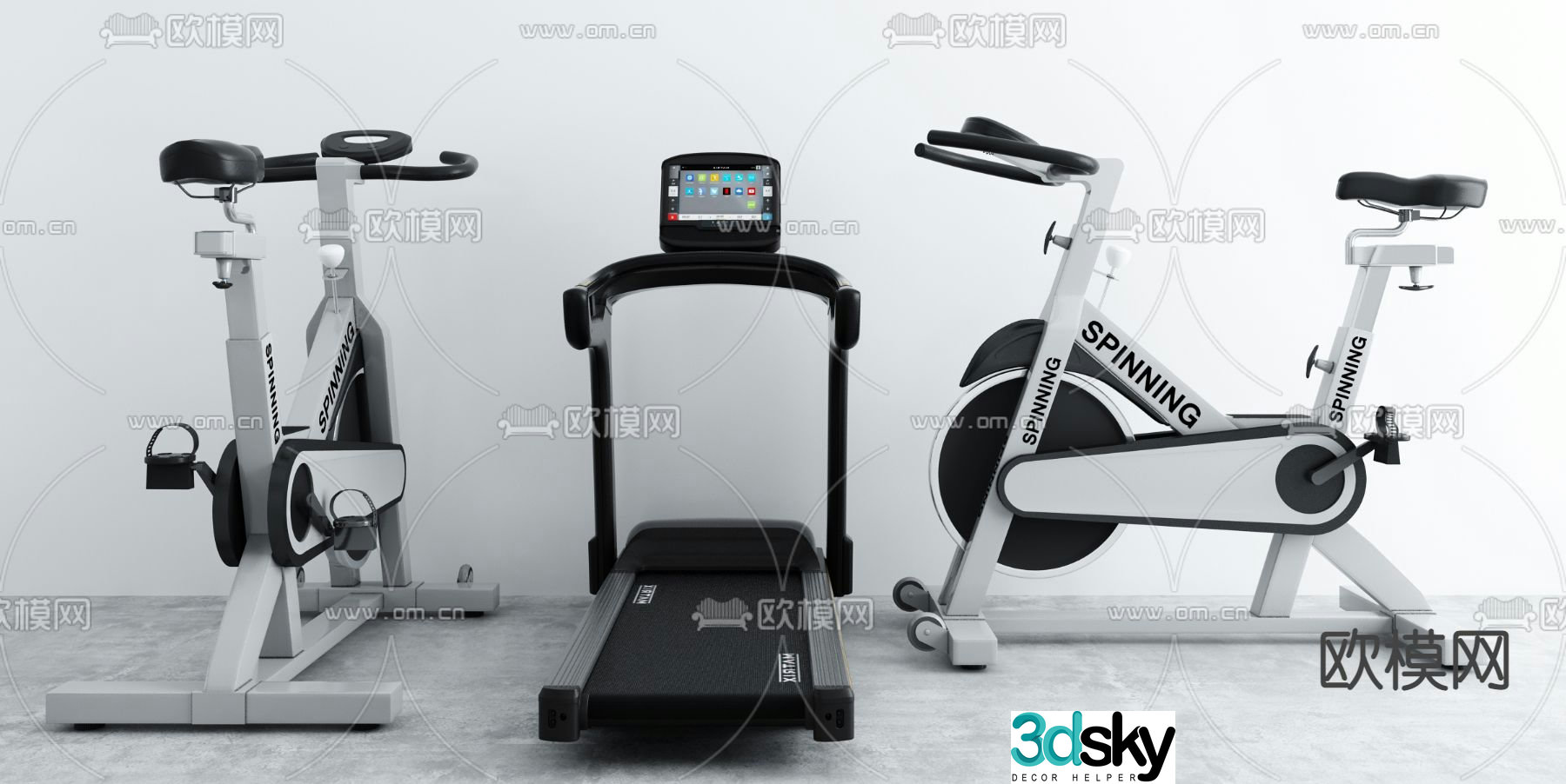 Modern treadmill fitness equipment 3d model