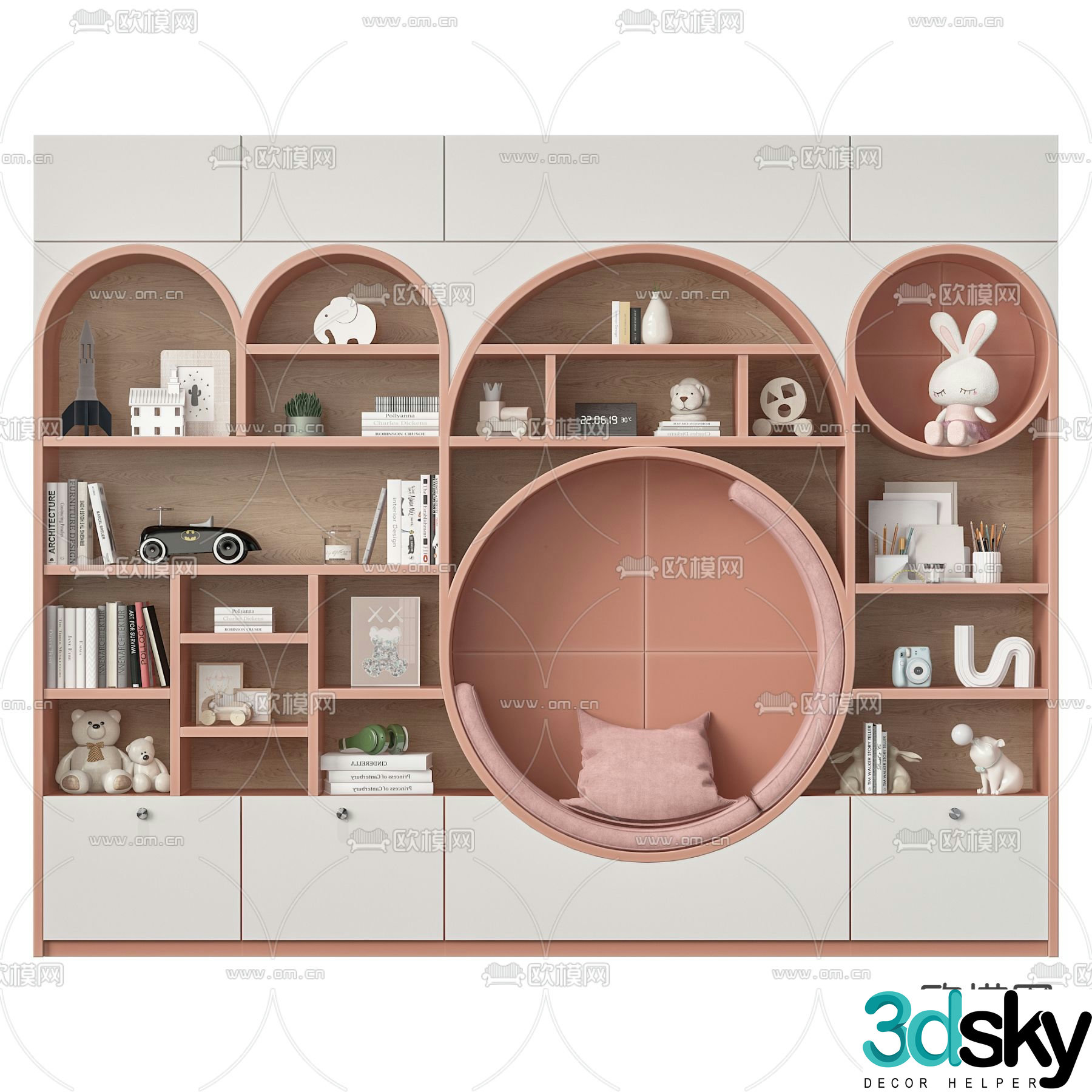 Modern children’s bookcase 3d model