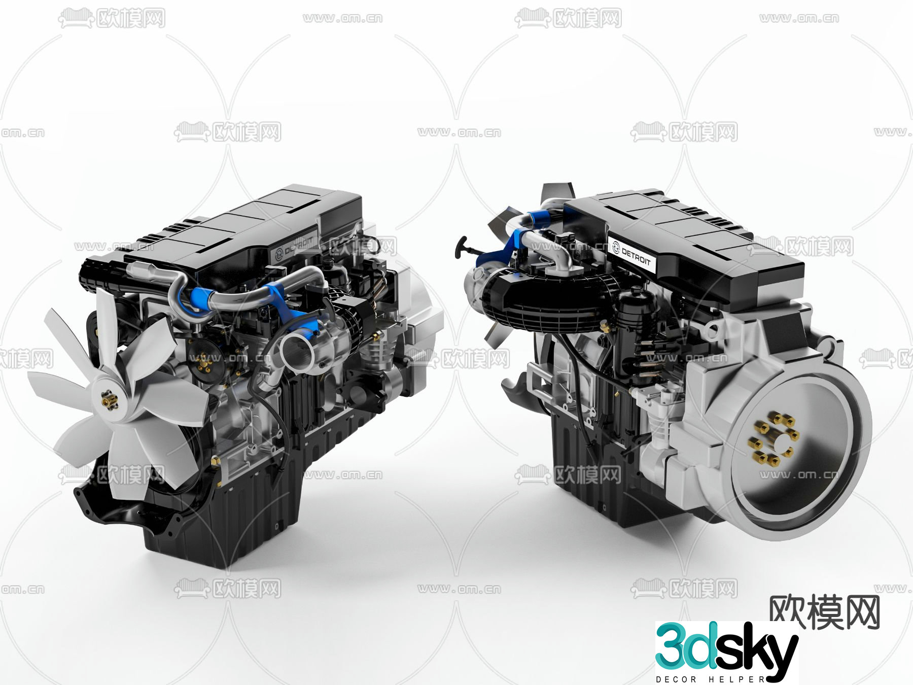 Modern car engine engine 3d model