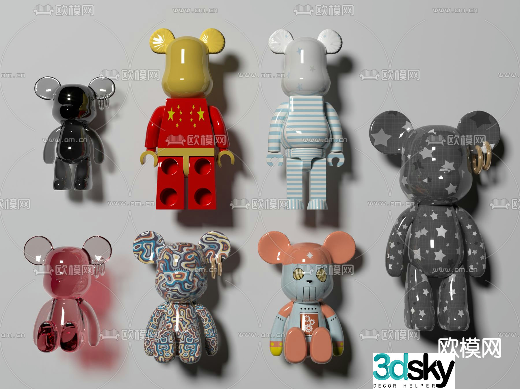Modern violent bear toy ornament 3d model
