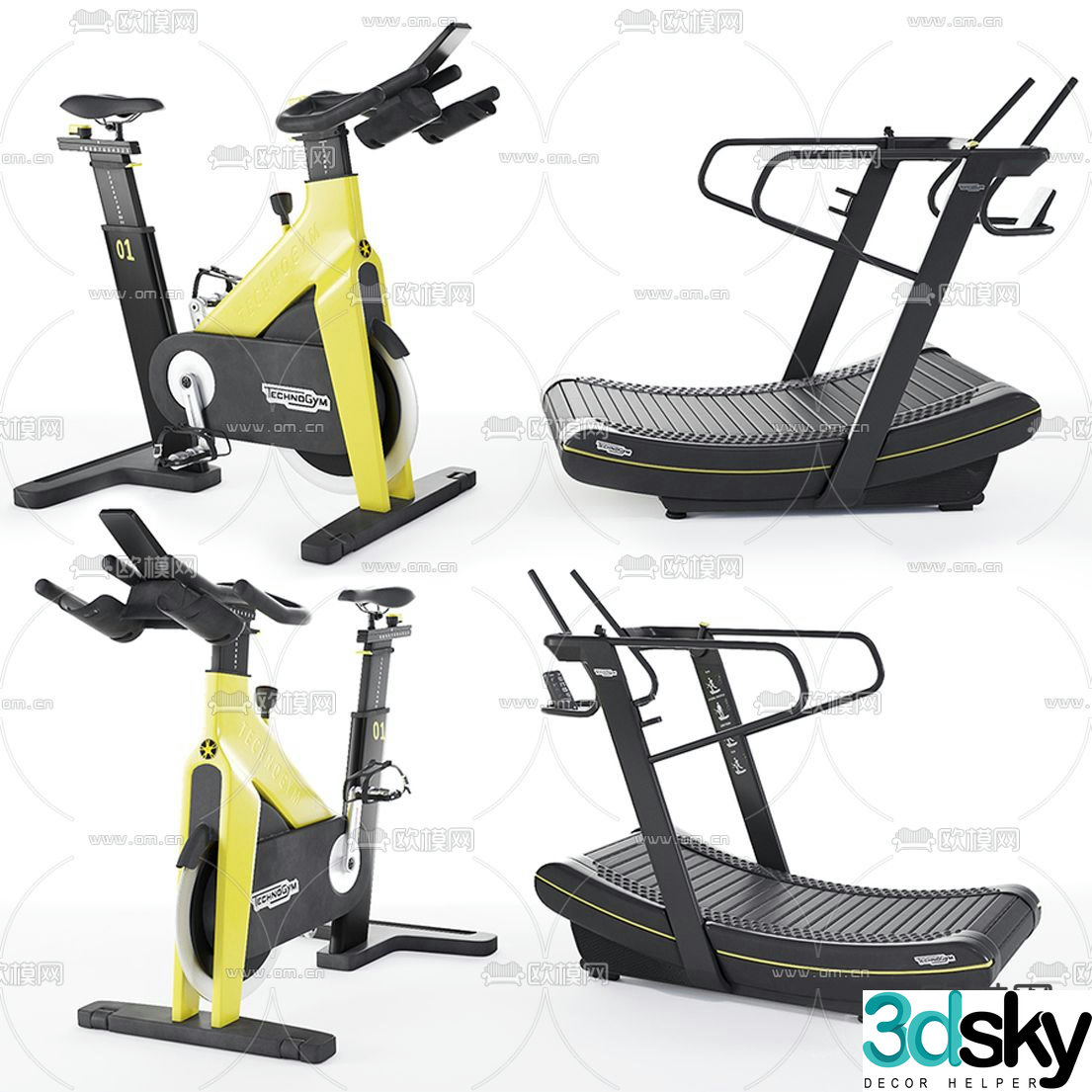 Modern treadmill exercise bike 3d model