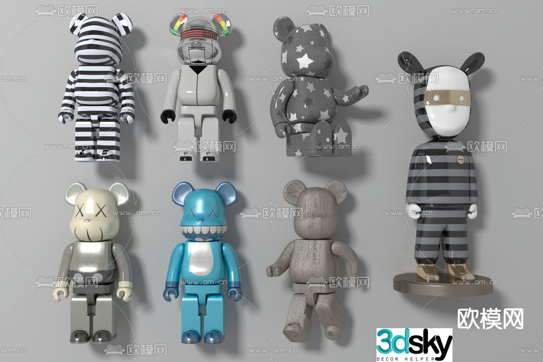 Modern violent bear toy ornament 3d model