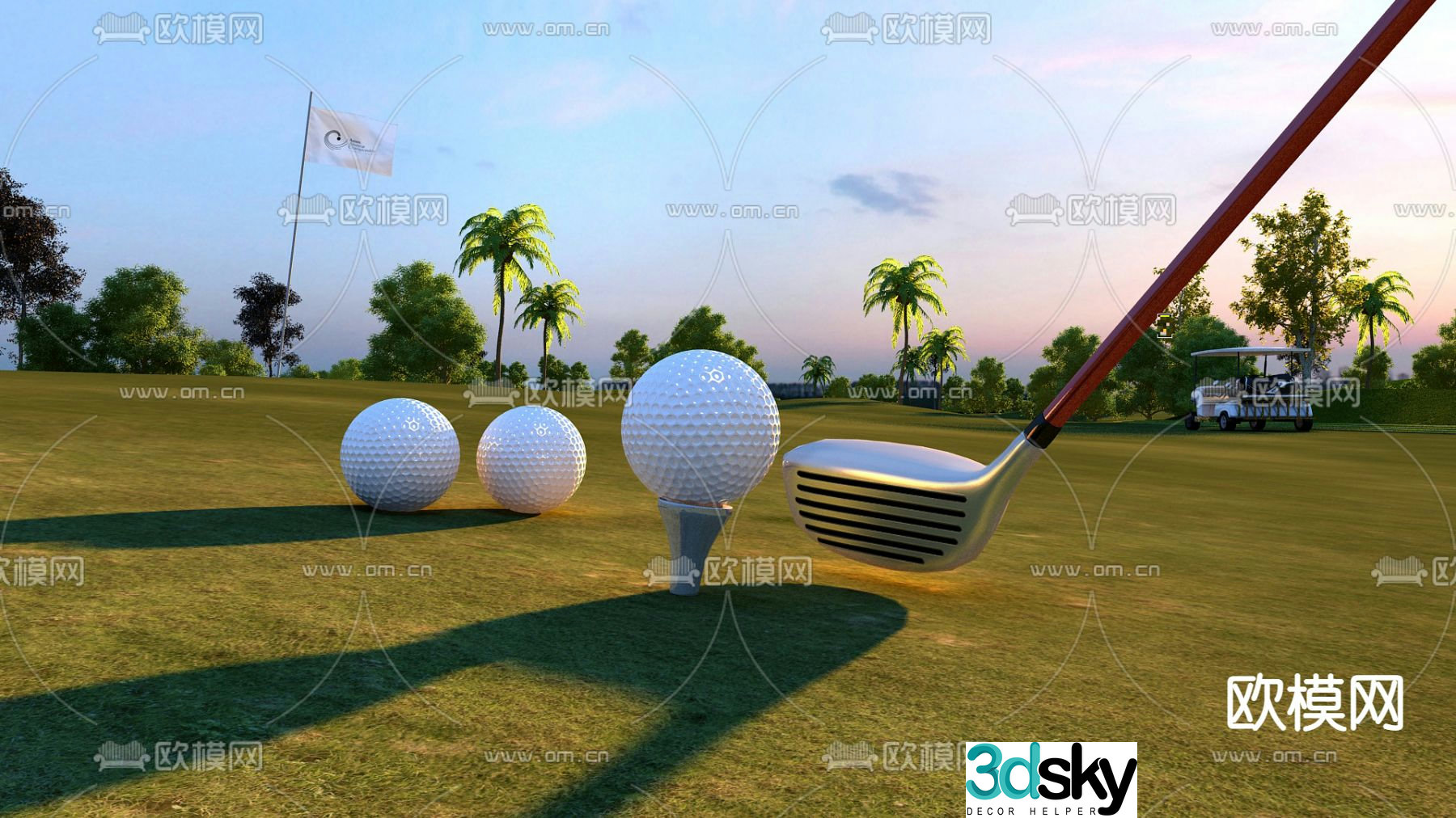 Modern golf club set 3d model