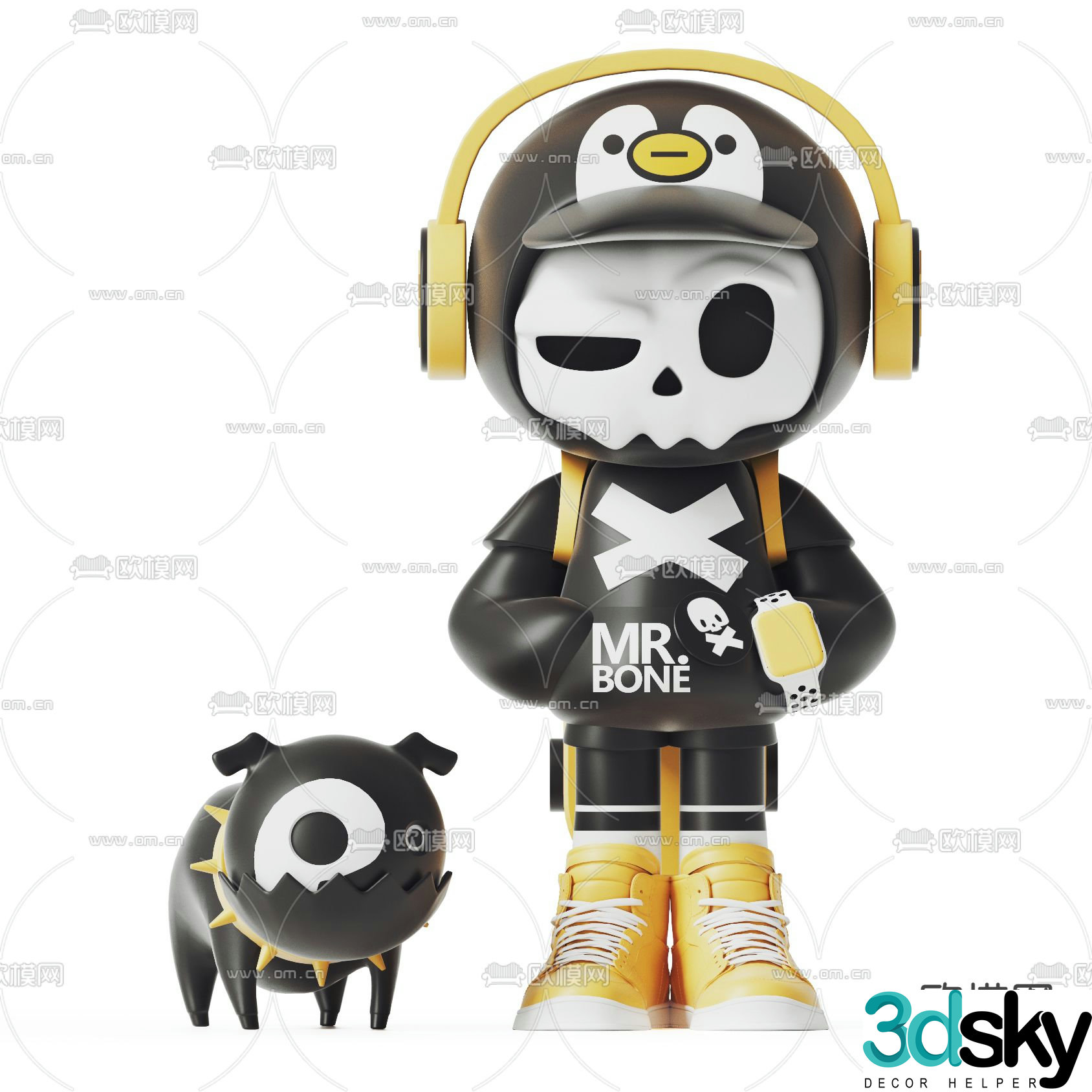 Modern skull doll toy 3d model