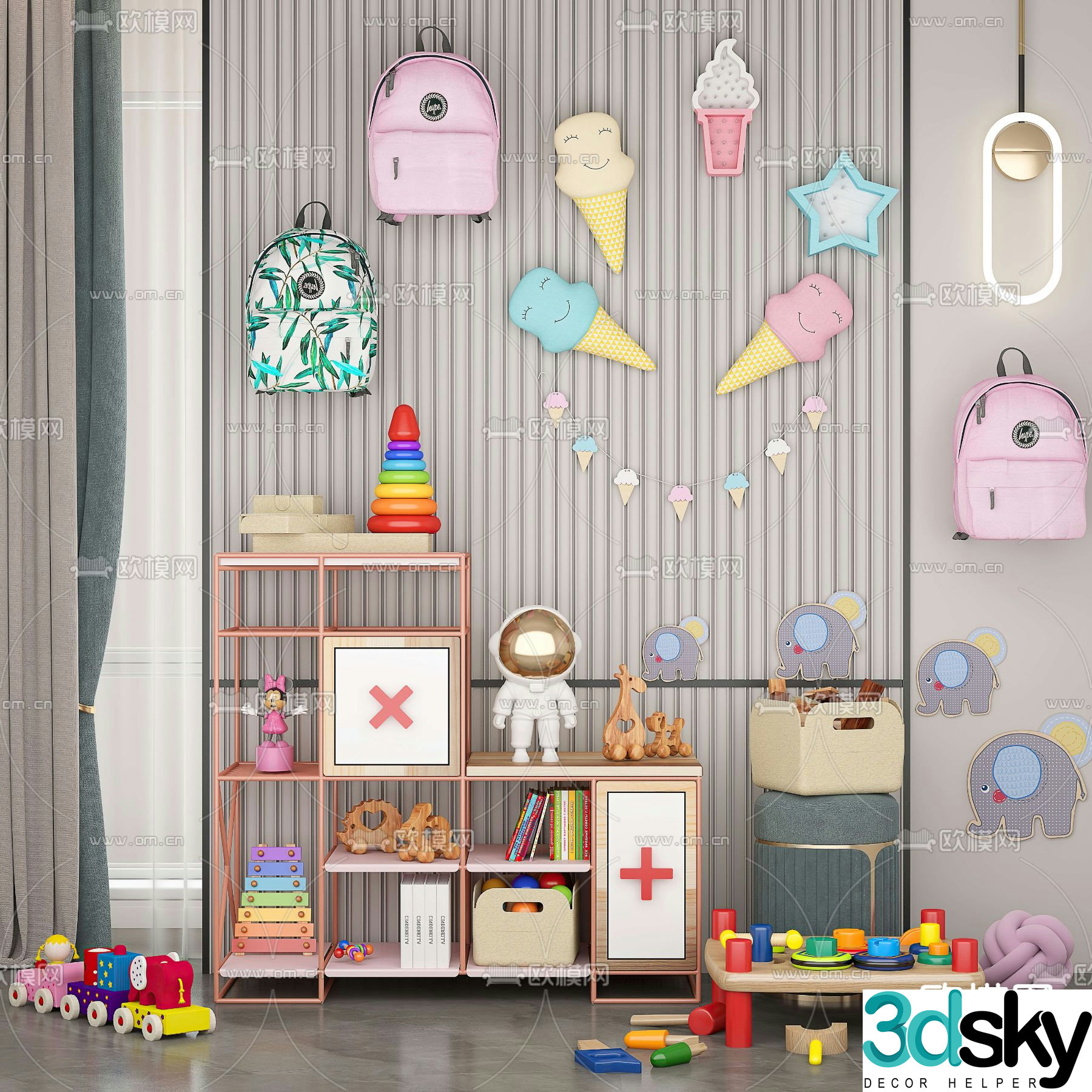 Nordic metal children’s cabinet 3d model