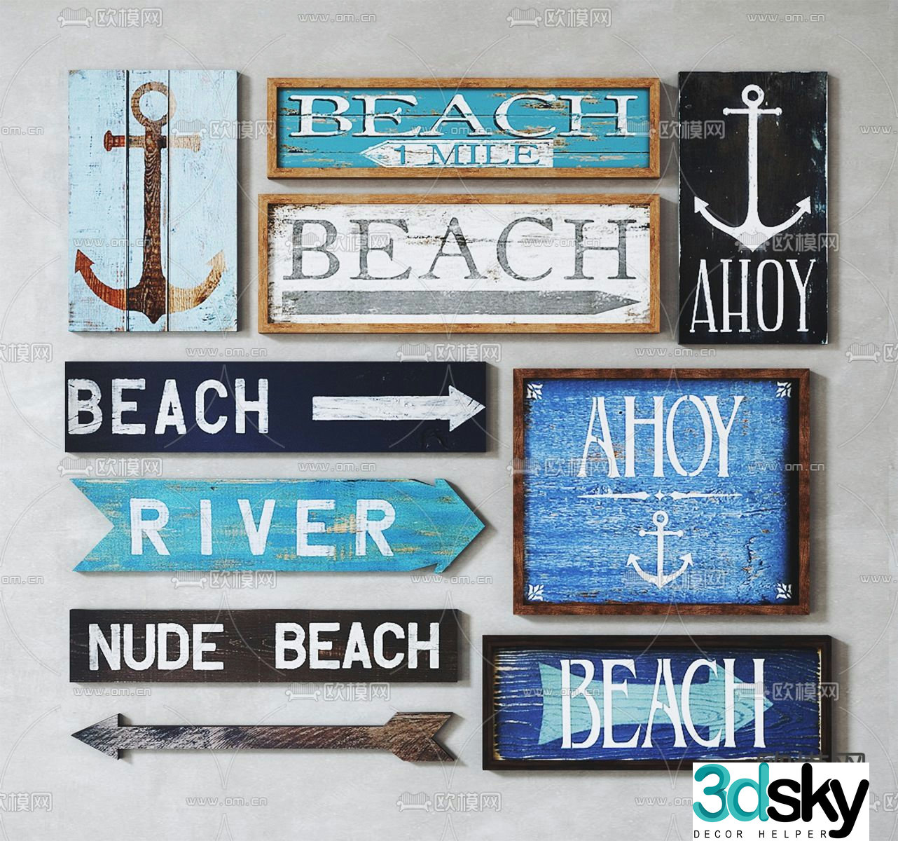 Industrial wind anchor sign 3d model
