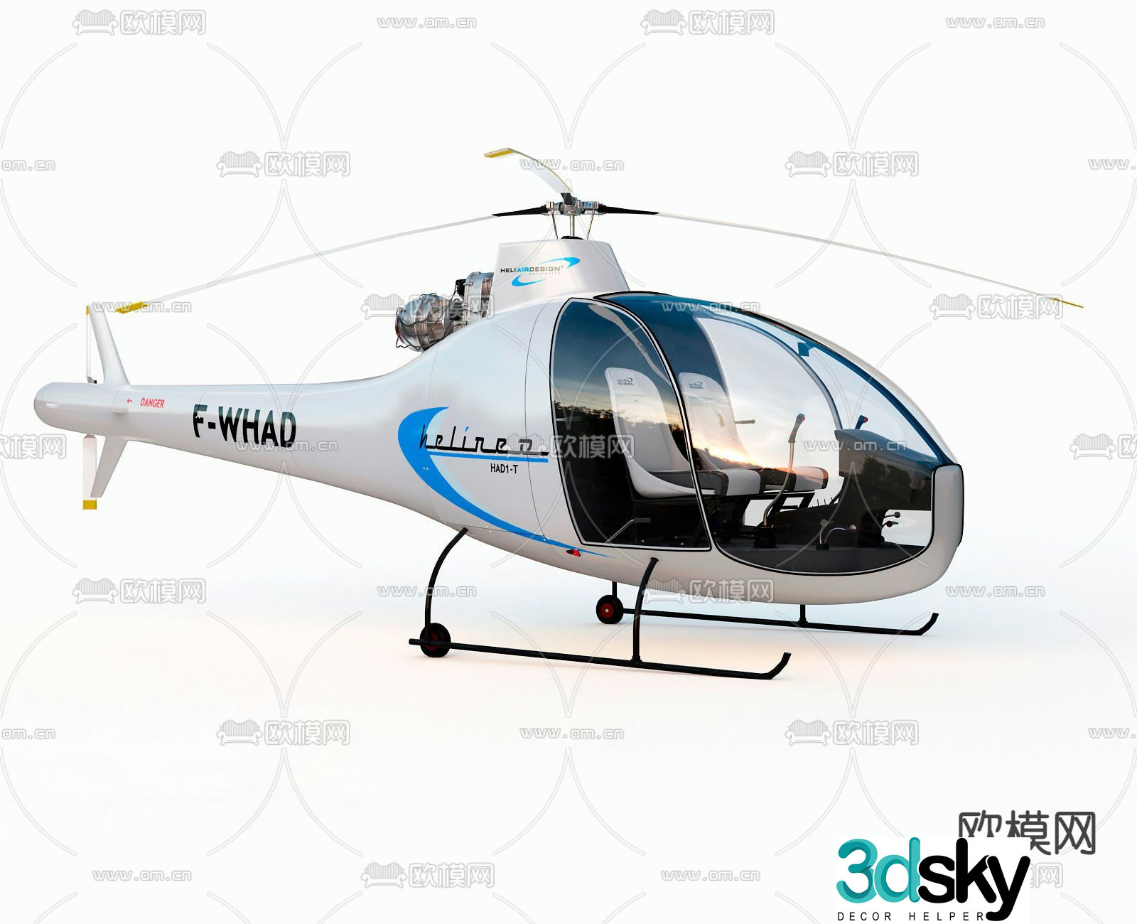 Modern helicopter 3d model