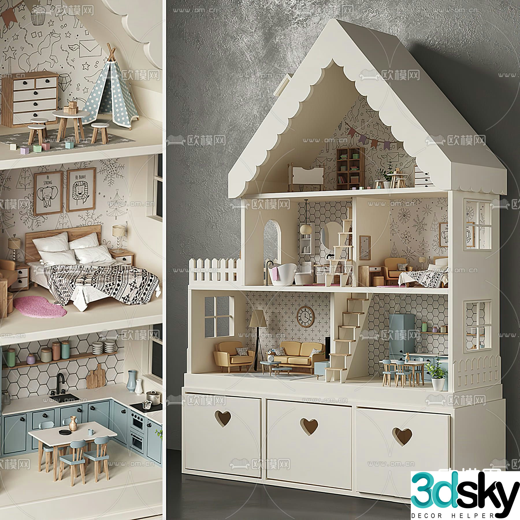 Nordic children’s dollhouse 3d model