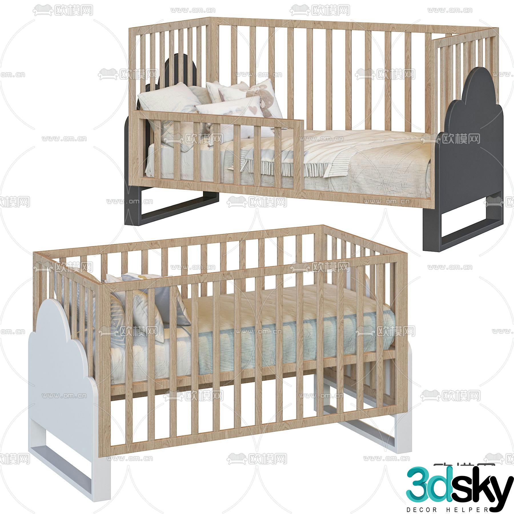 Nordic log crib 3d model