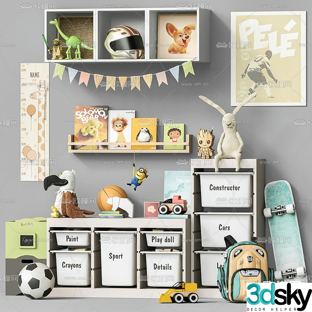 Modern children’s toy storage cabinet 3d model