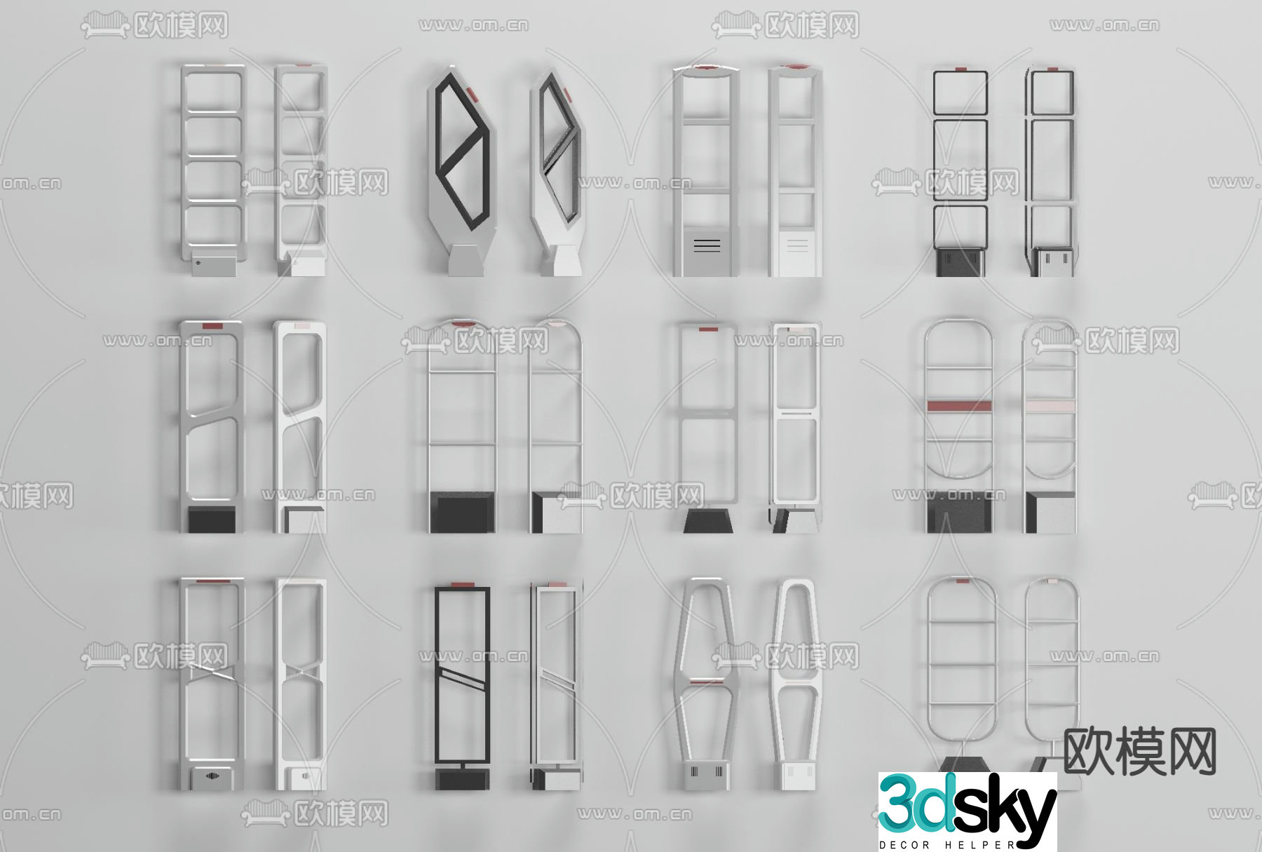 Modern anti-theft sensor door free 3d model