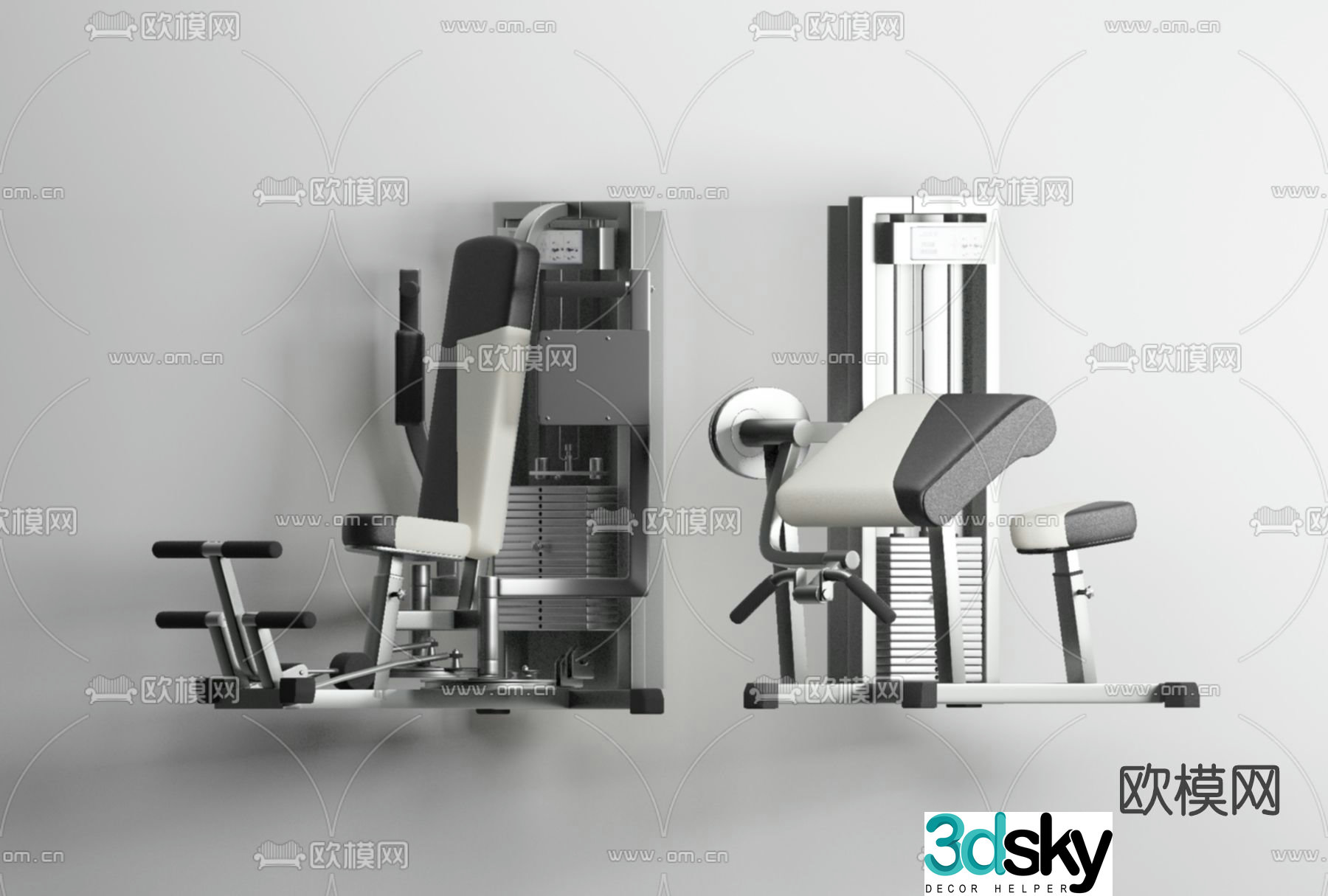 Modern fitness equipment free 3d model
