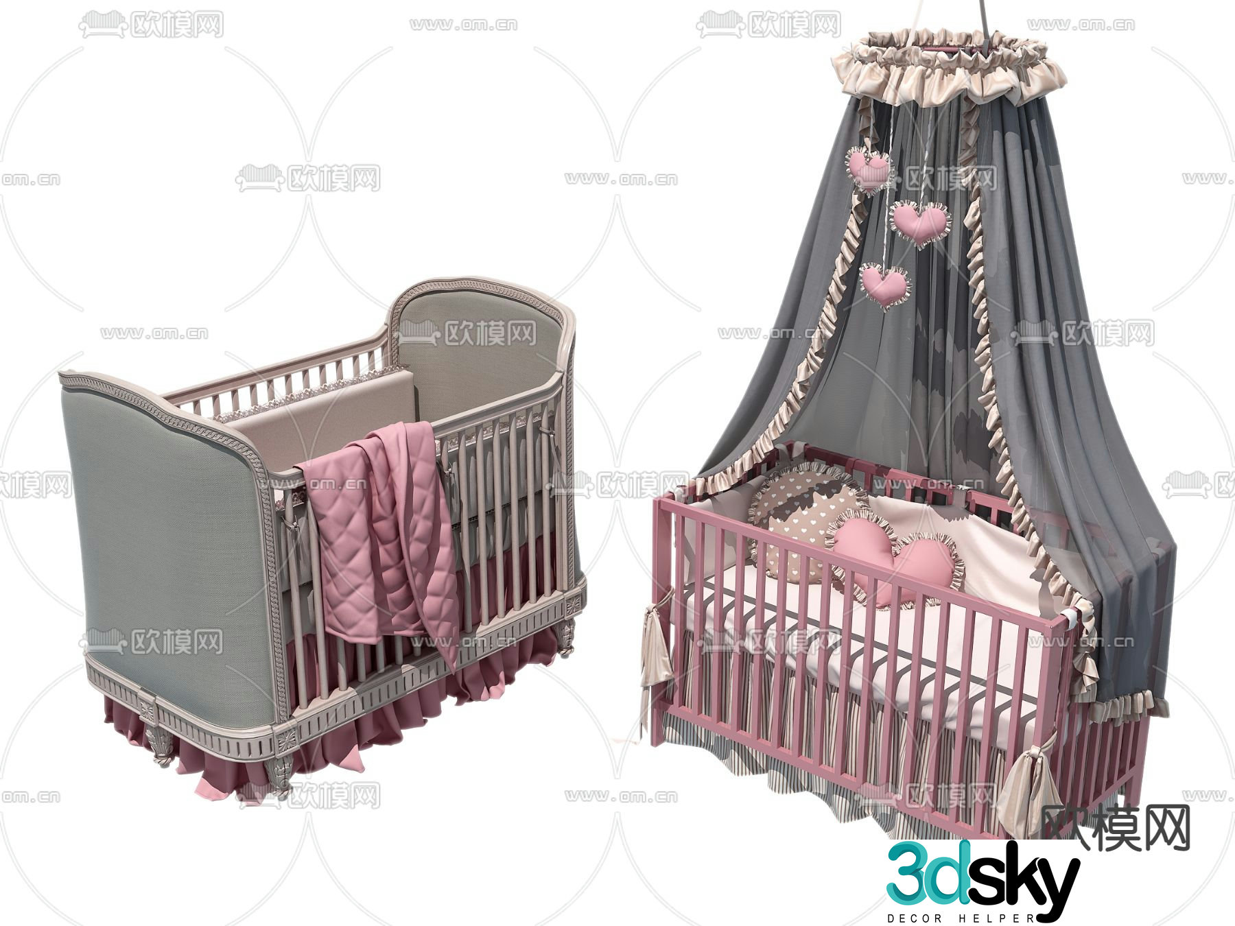 Modern children’s crib 3d model