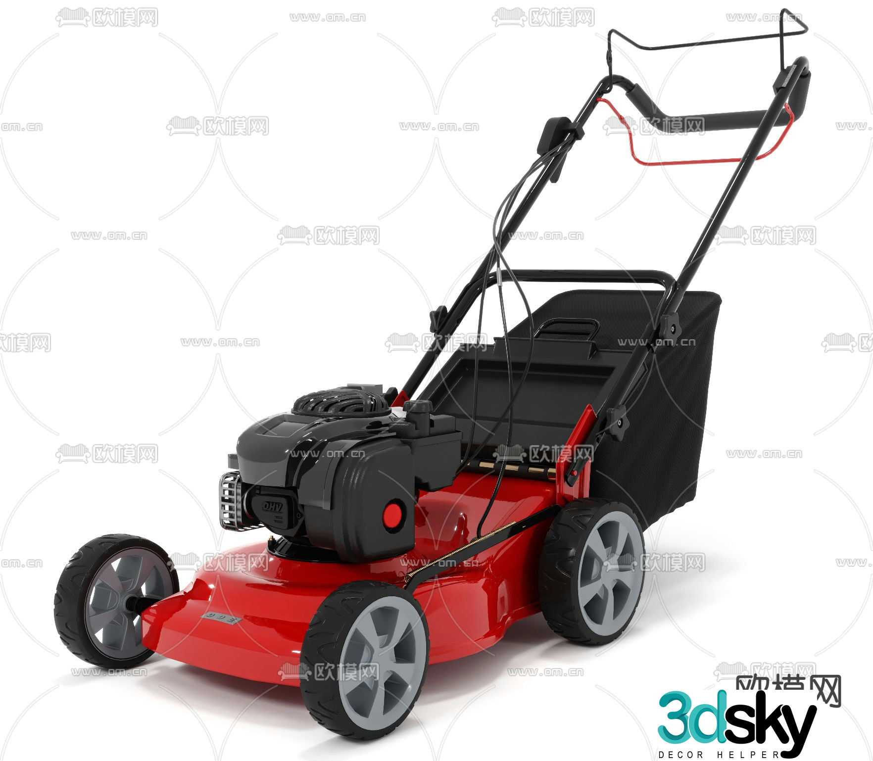 Modern industrial lawn mower 3d model