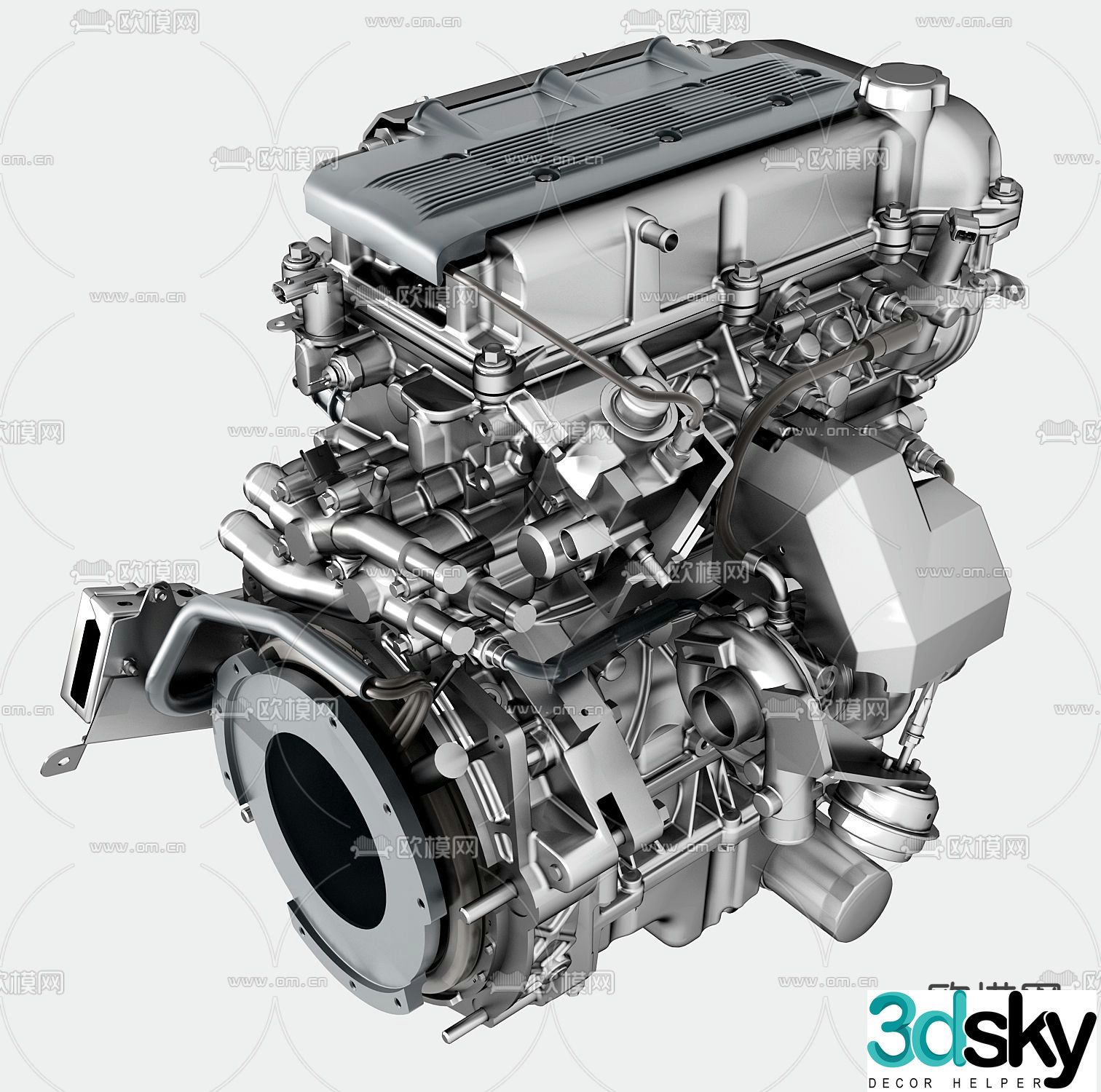 modern car engine 3d model