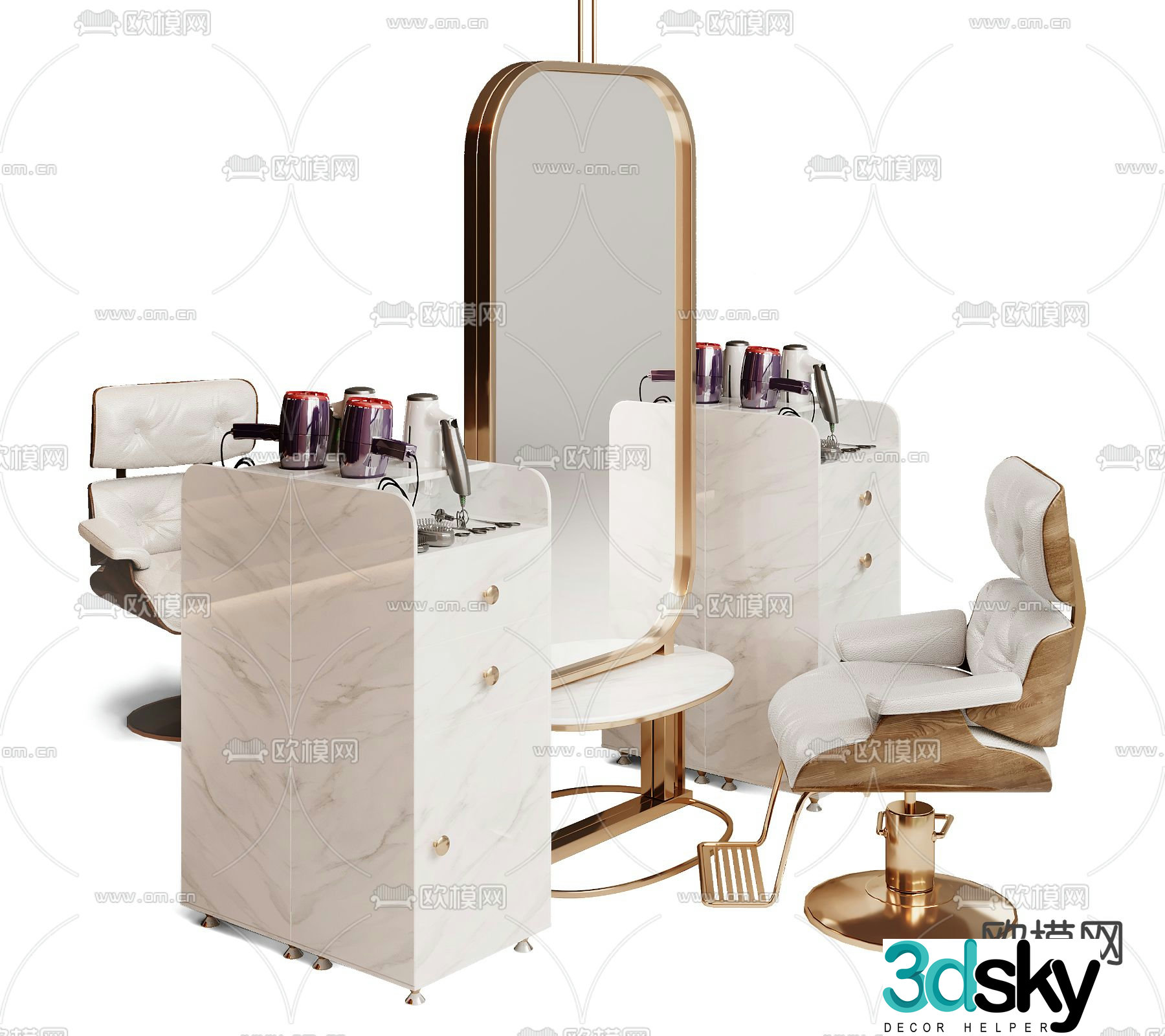 Modern leather barber chair 3d model