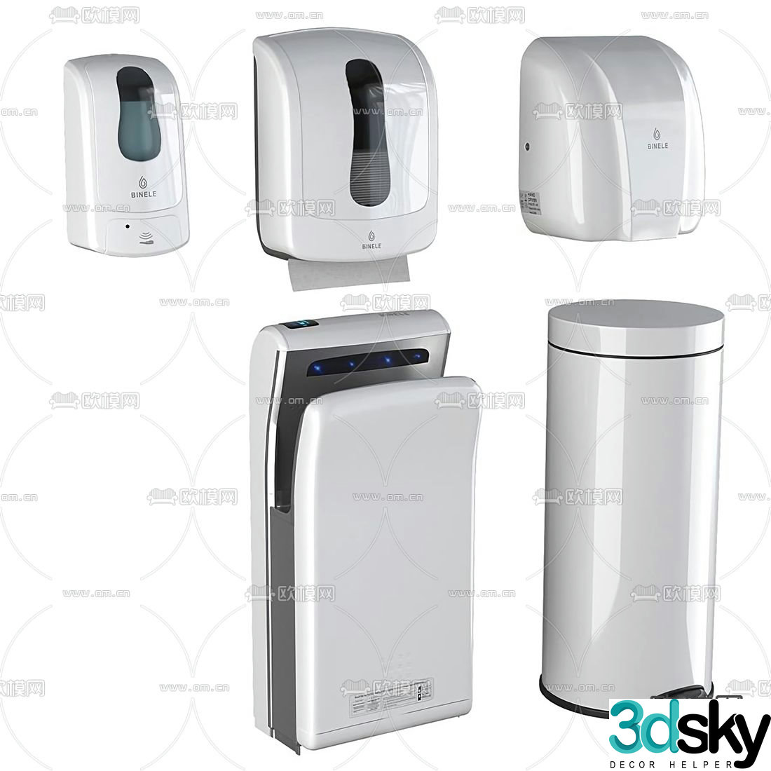 Modern dryer trash can combination 3d model