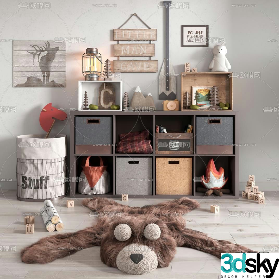 Modern children’s toy storage cabinet 3d model