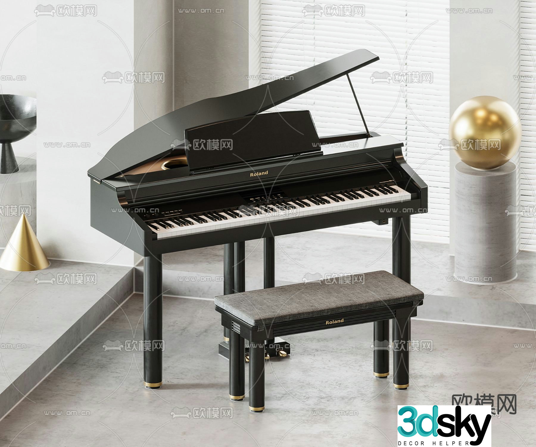 modern piano 3d model
