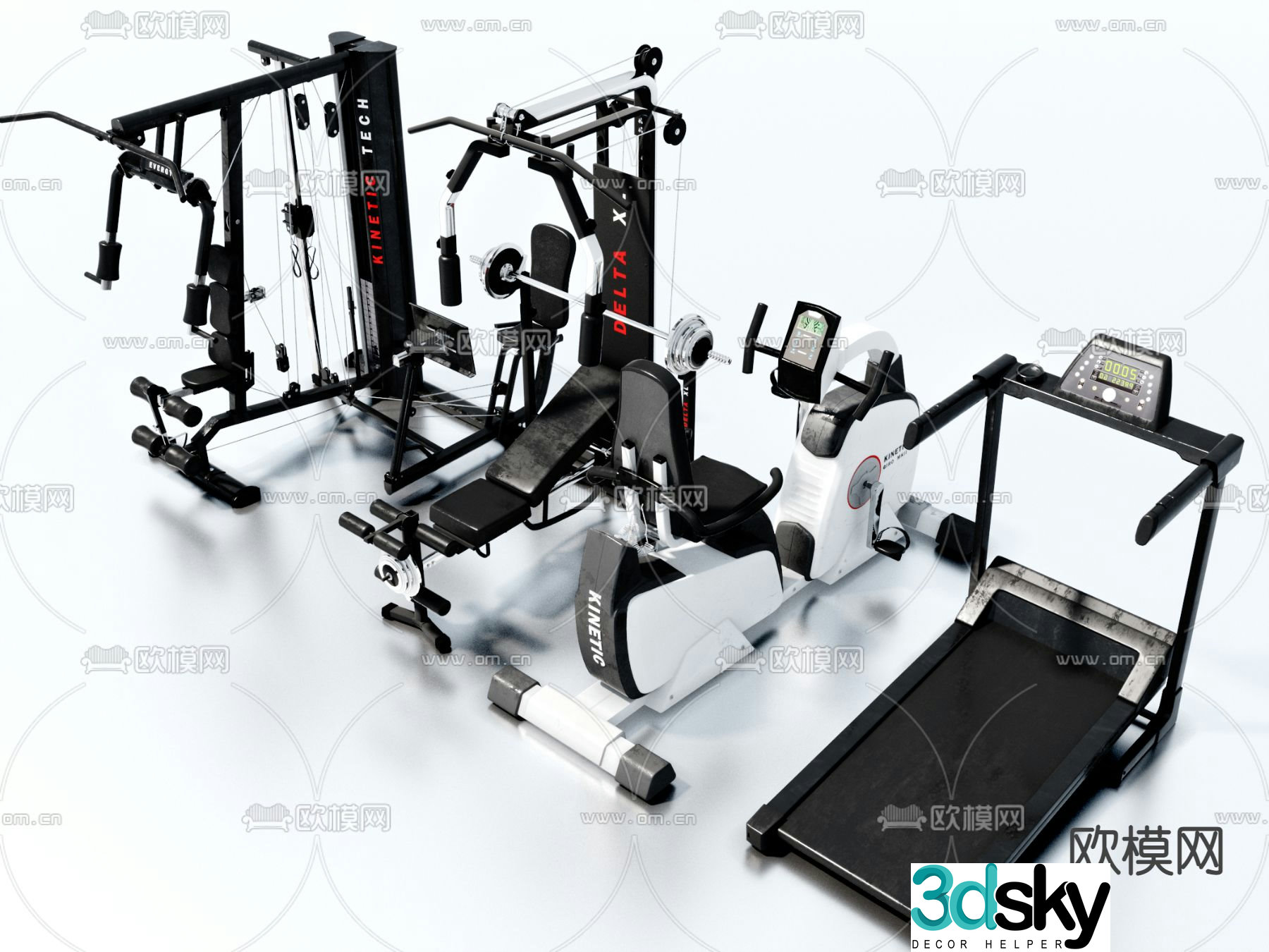 Modern fitness equipment 3d model