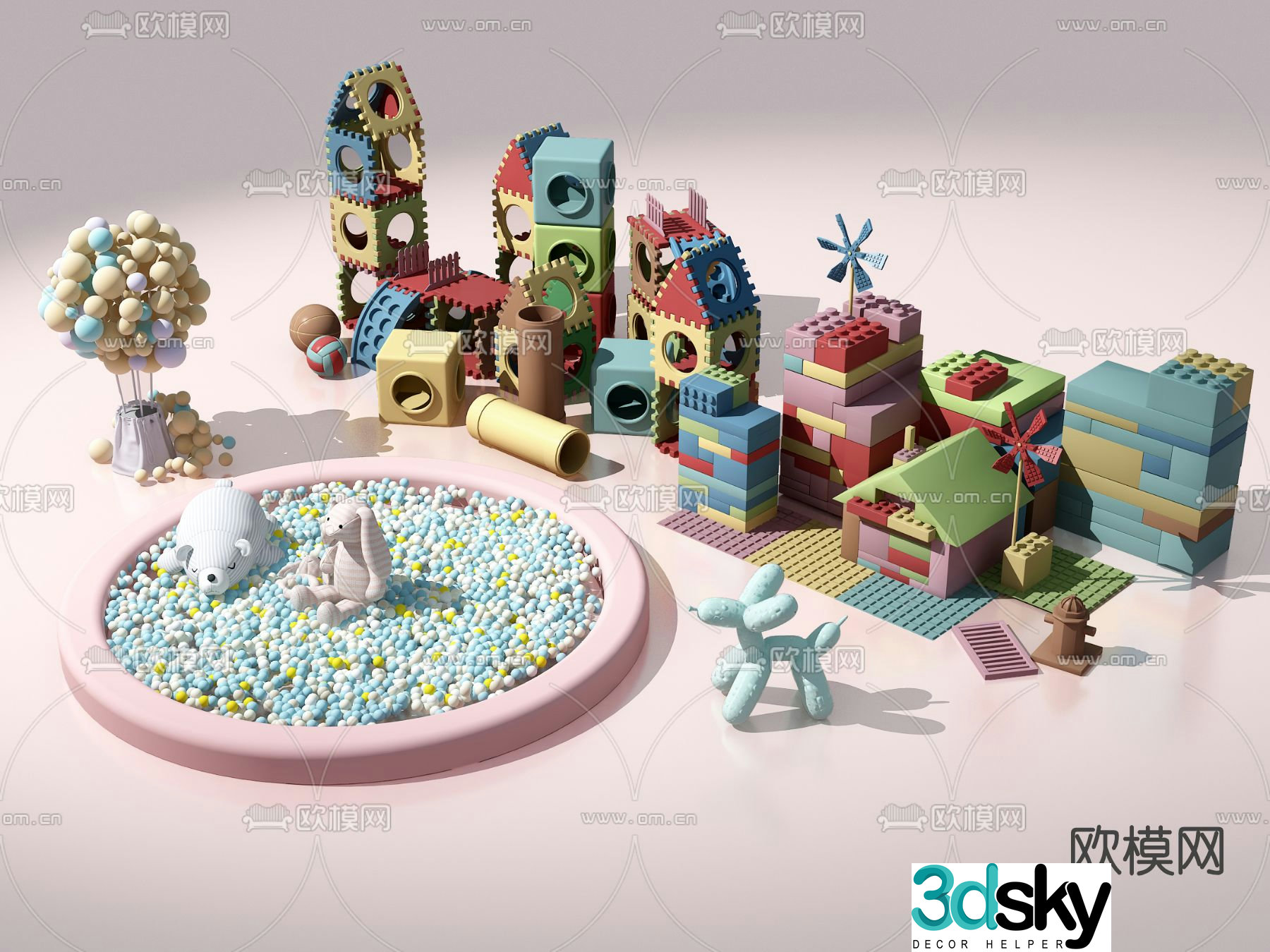 Modern children’s building block toys 3d model