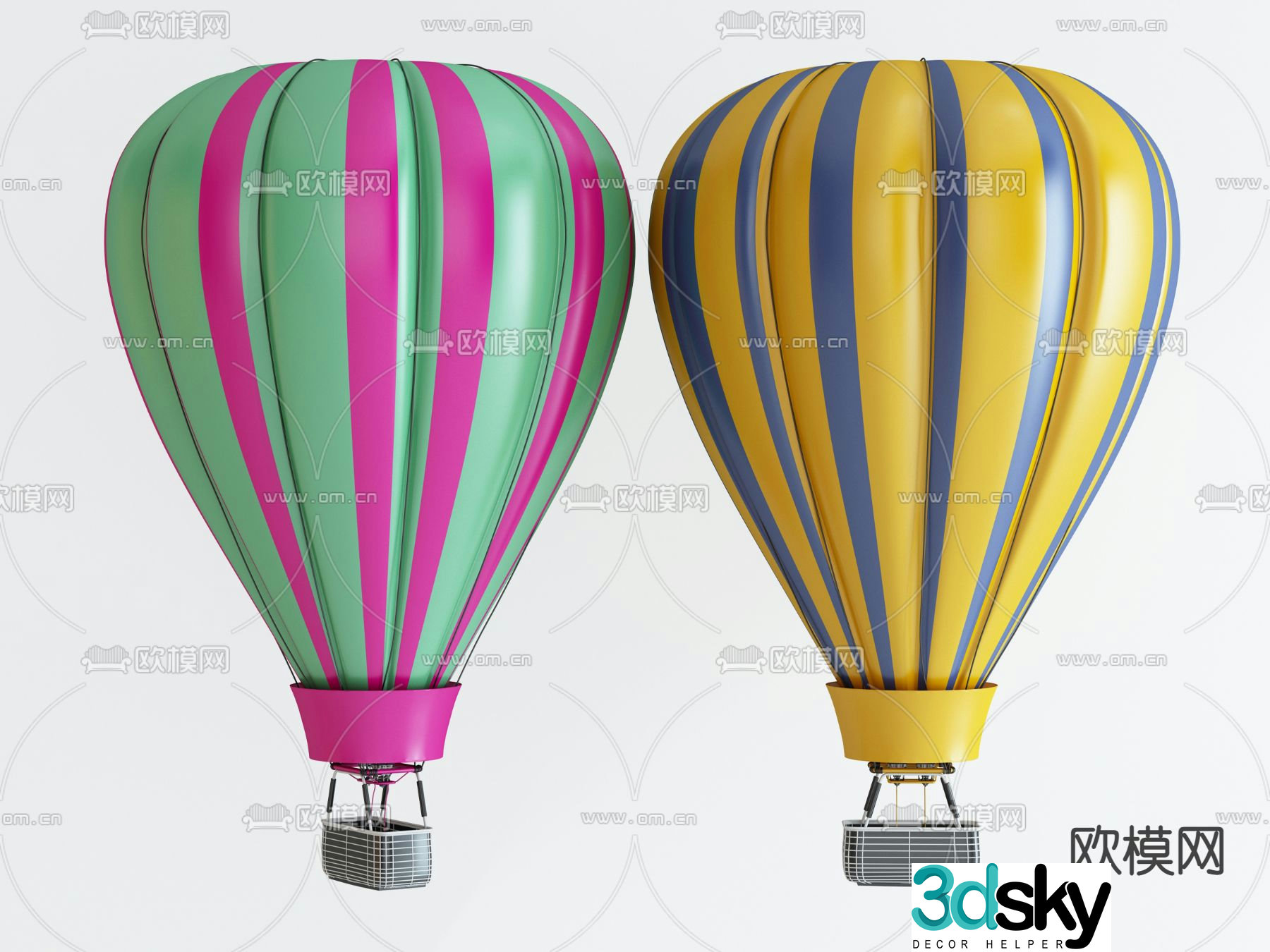 Modern hot air balloon 3d model