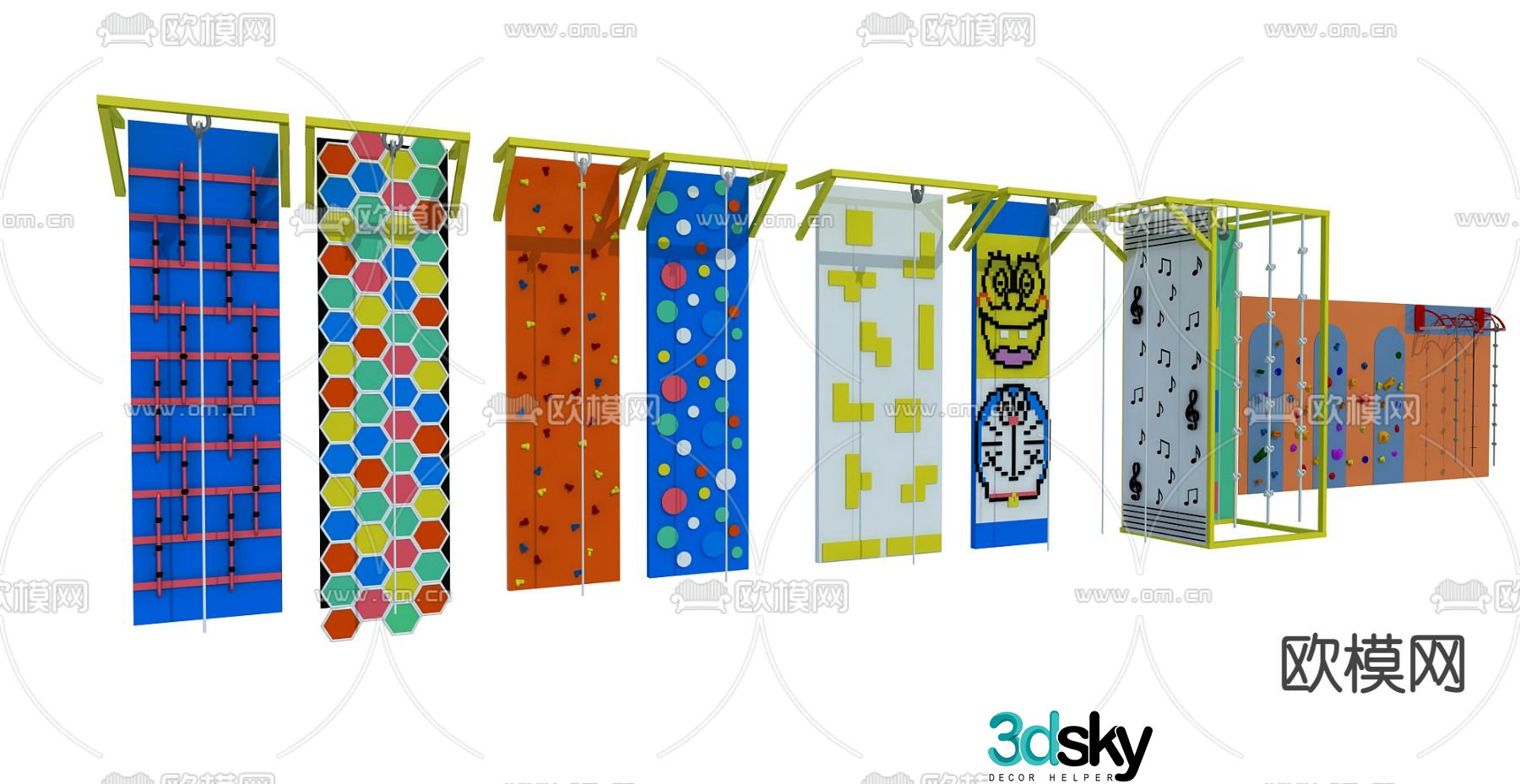 Modern children’s climbing wall 3d model