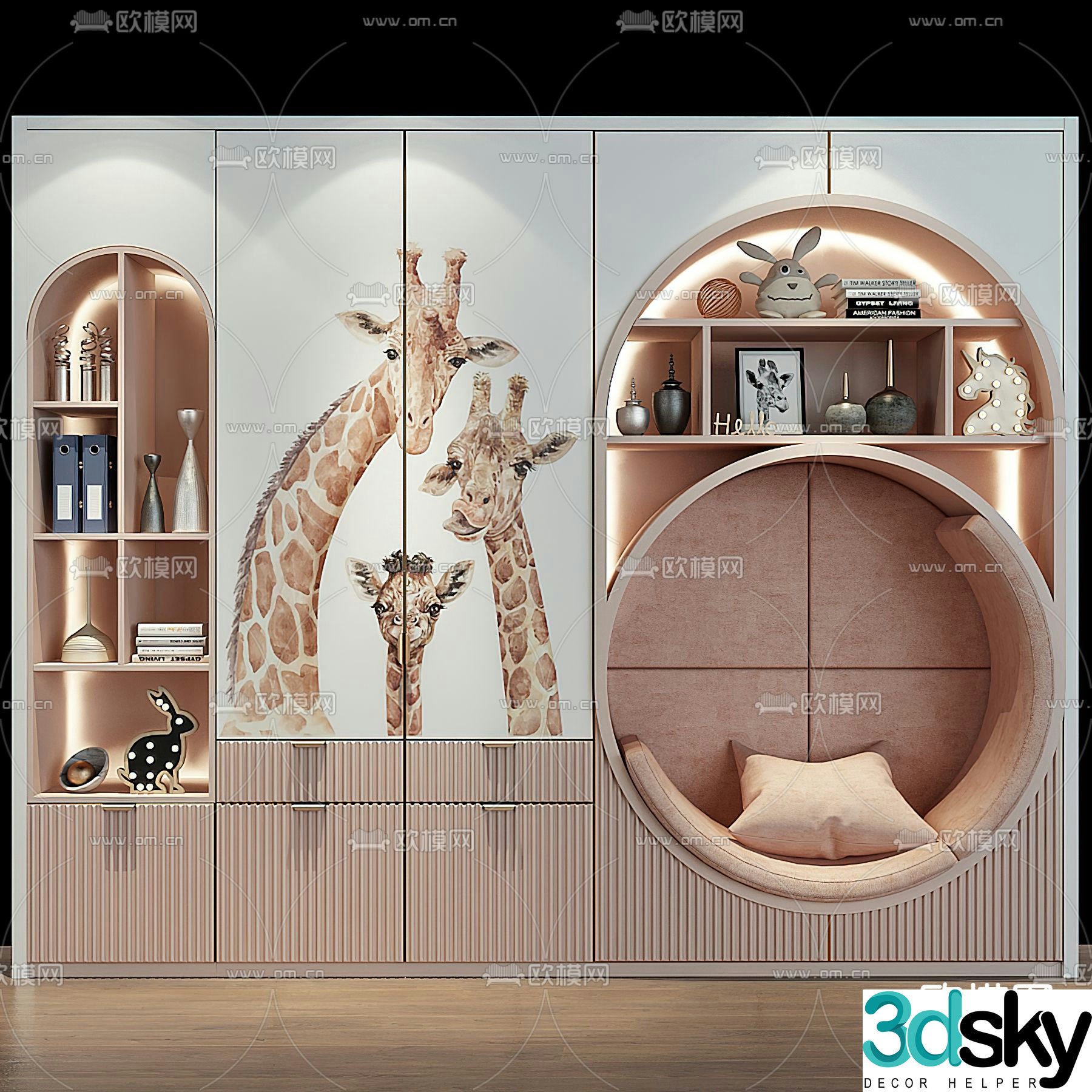 Nordic children’s decorative cabinet 3d model