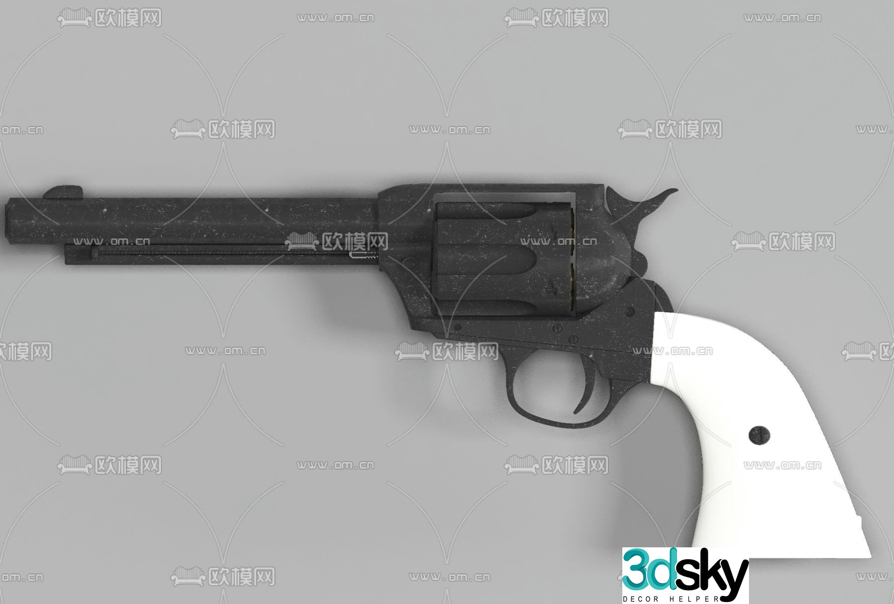 Modern firearm revolver free 3d model